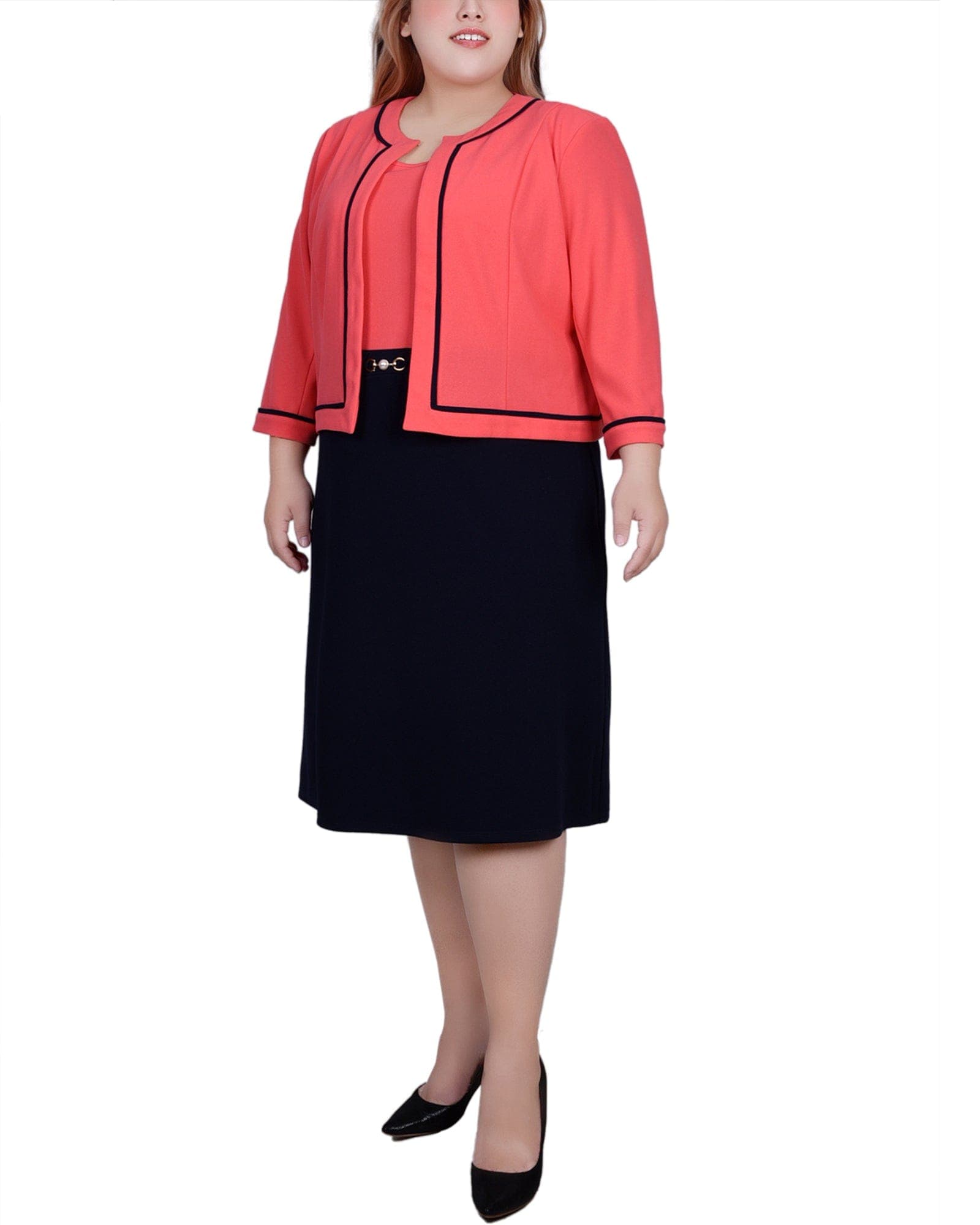 Plus Size 3/4 Sleeve 2 Piece Dress Set