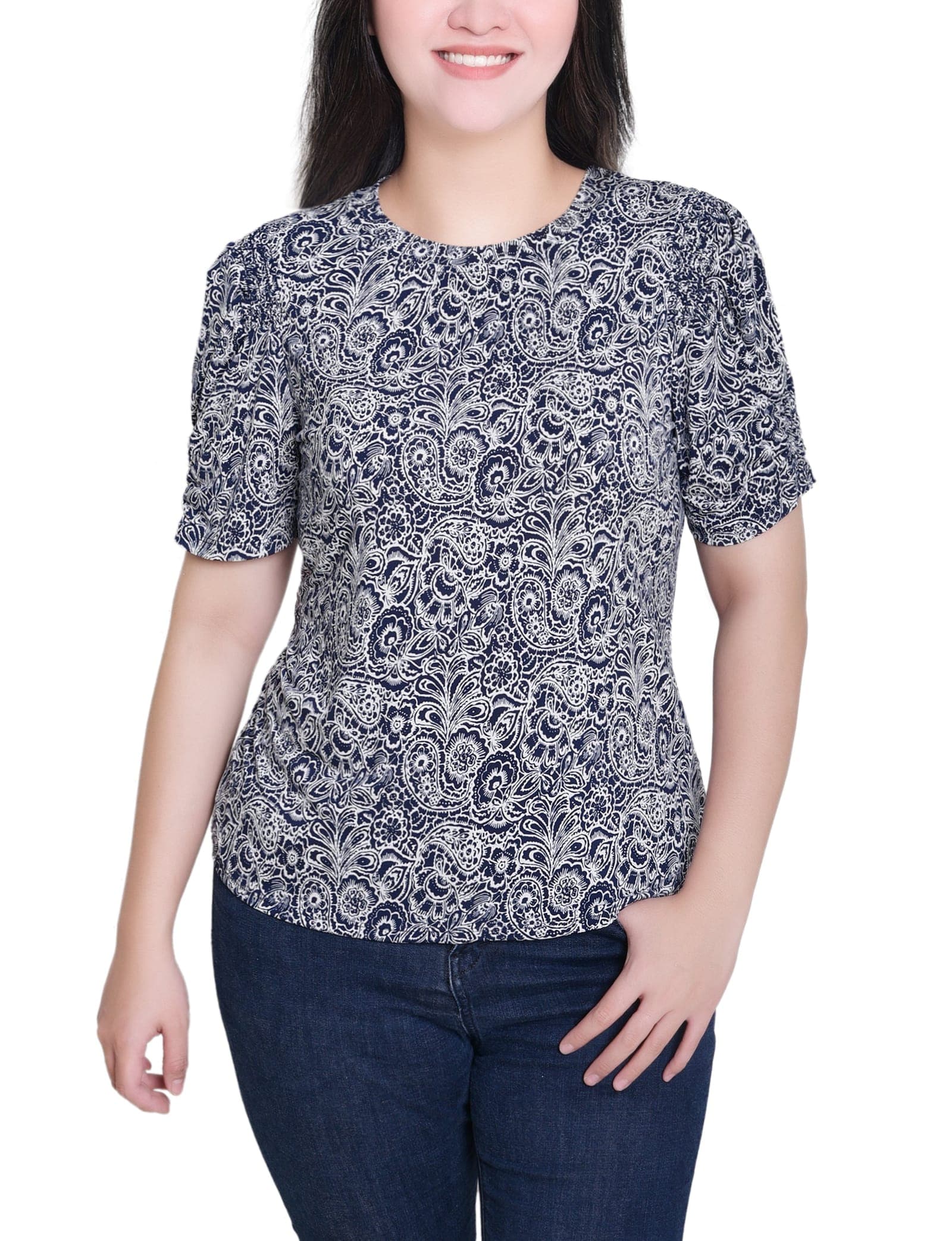 Petite Short Sleeve Scoop Neck Top