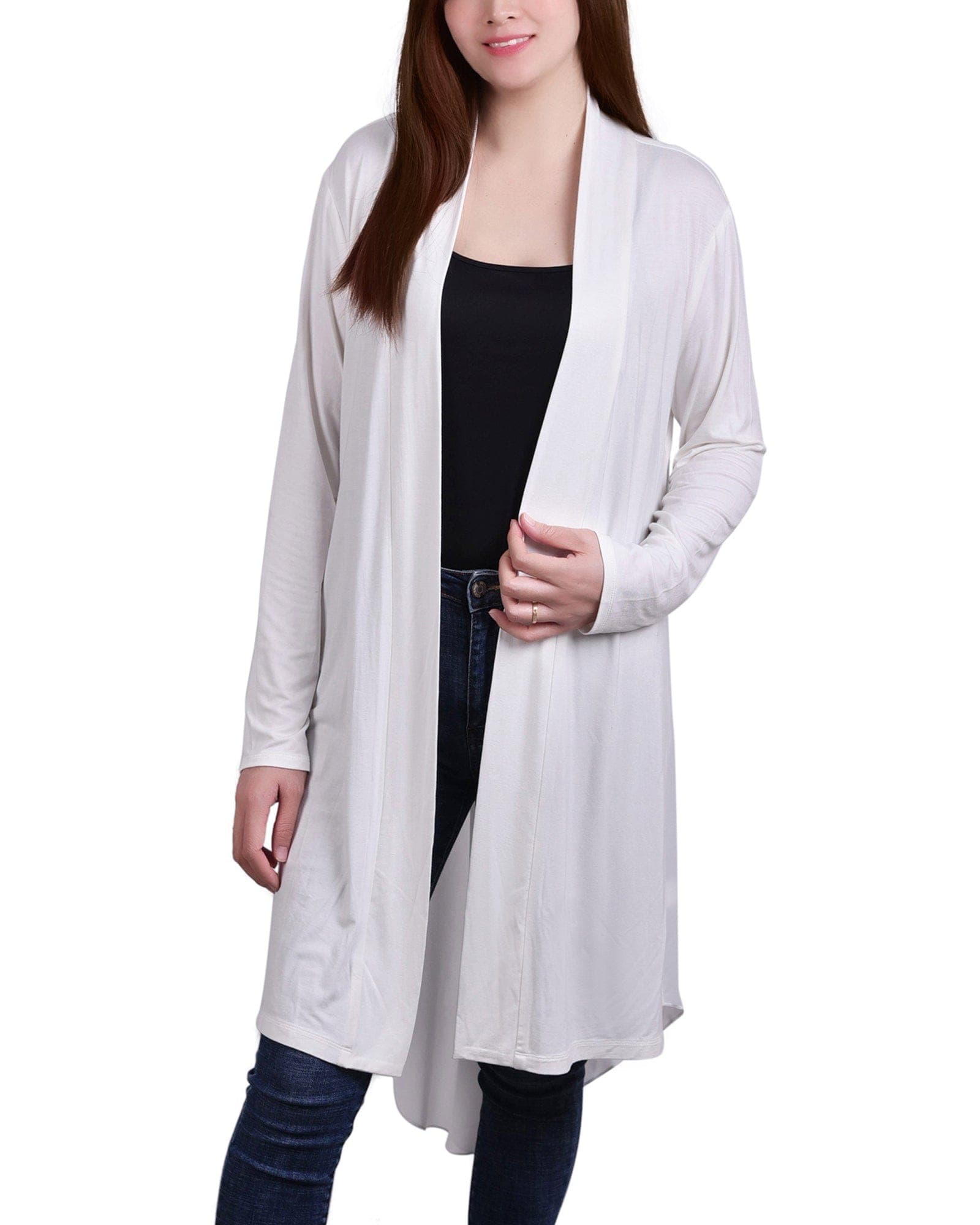 Long Sleeve Knit Cardigan with Chiffon Back