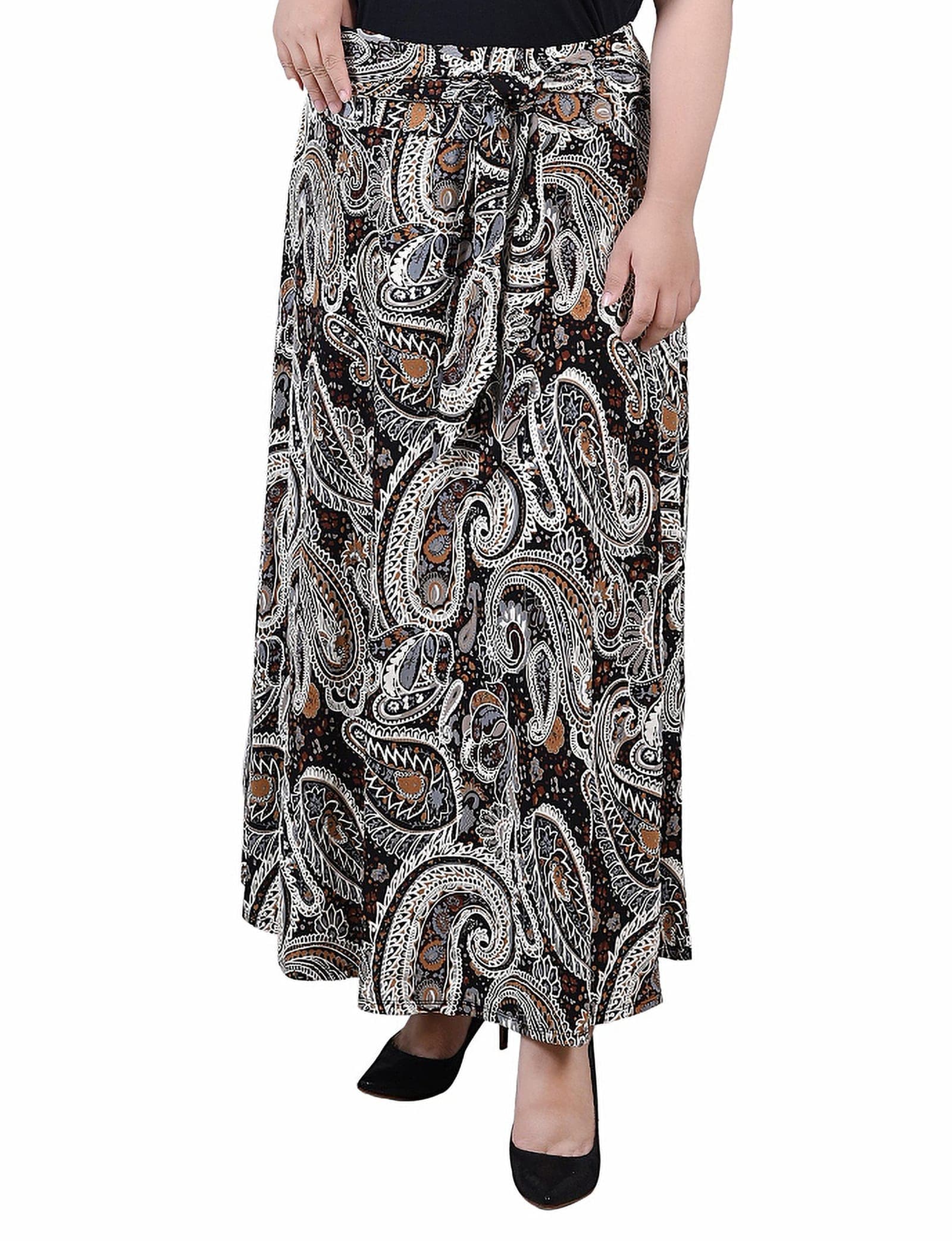 Plus Size Maxi Skirt with Sash Waist Tie