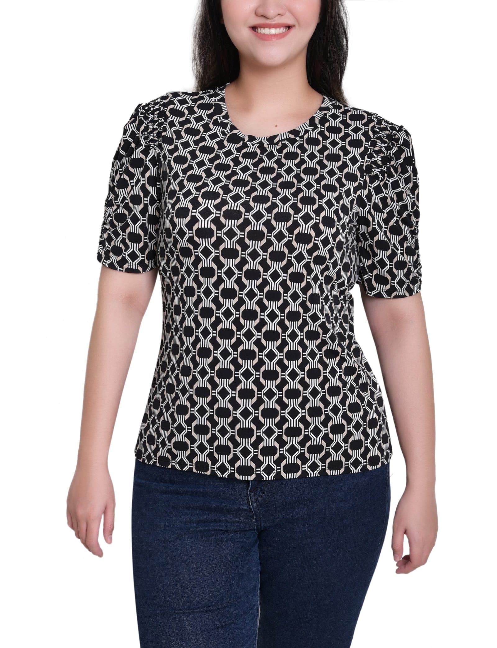 Petite Short Sleeve Scoop Neck Top