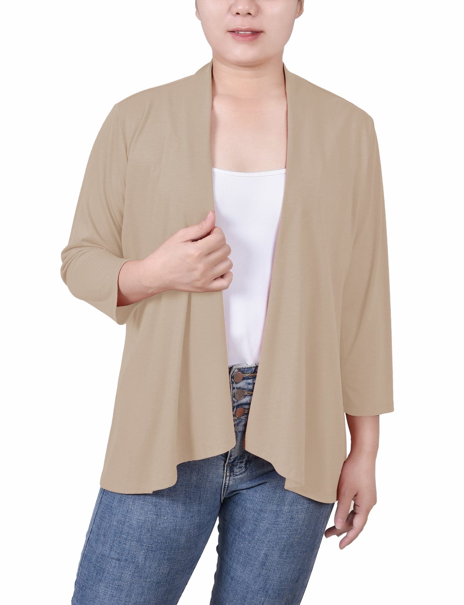 Solid 3/4 Sleeve Cardigan
