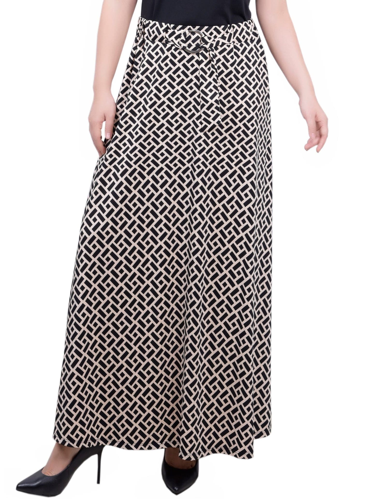 Ring Detail Midi-Length Skirt