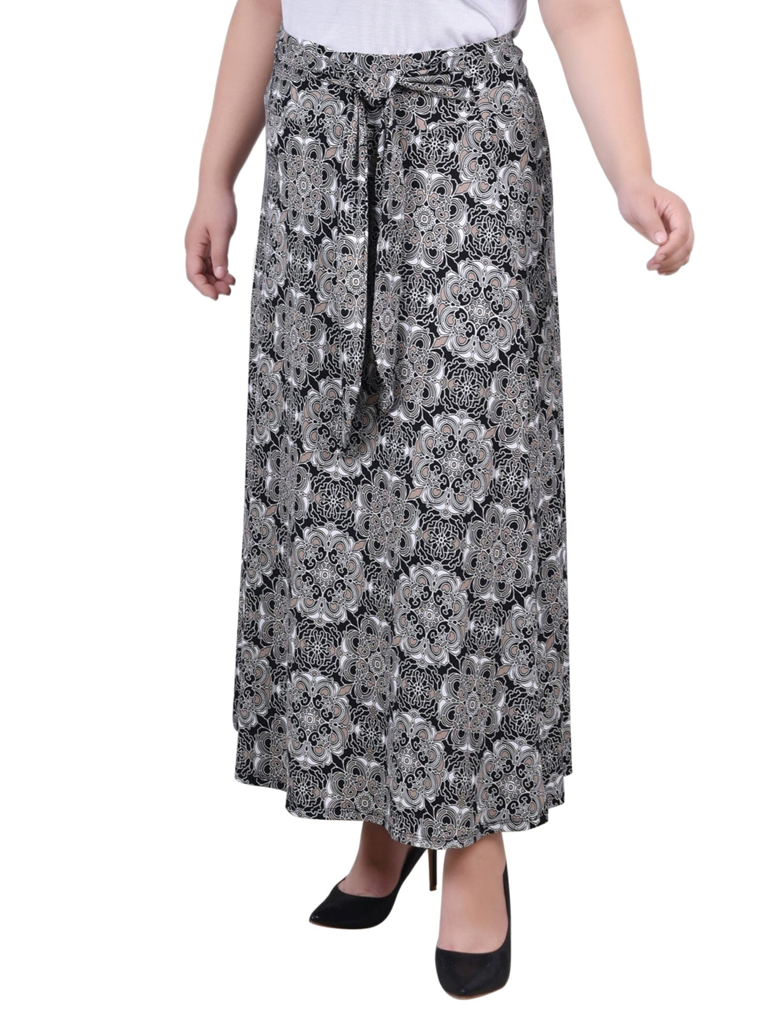 Plus Size Maxi Skirt with Sash Waist Tie