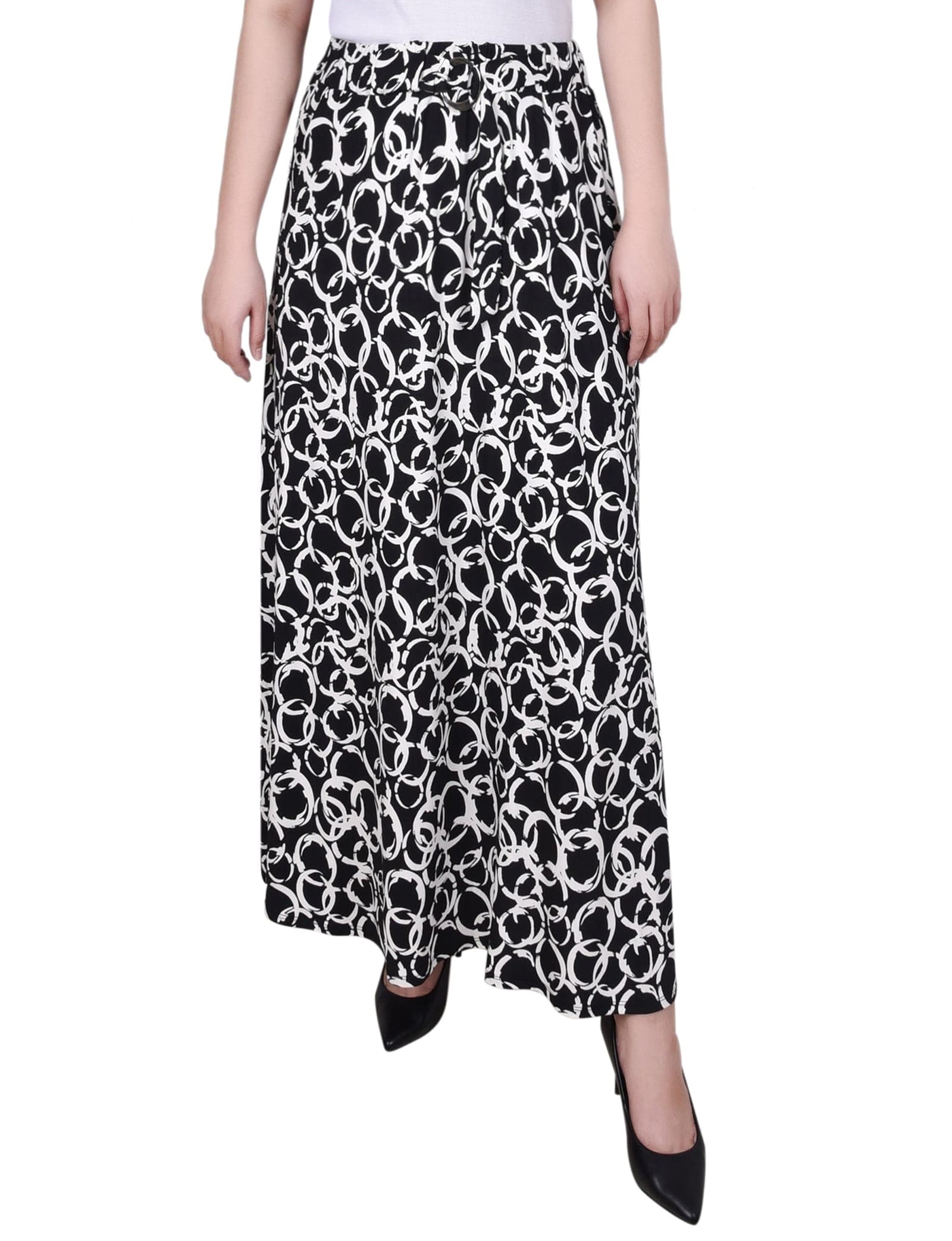 Ring Detail Midi-Length Skirt