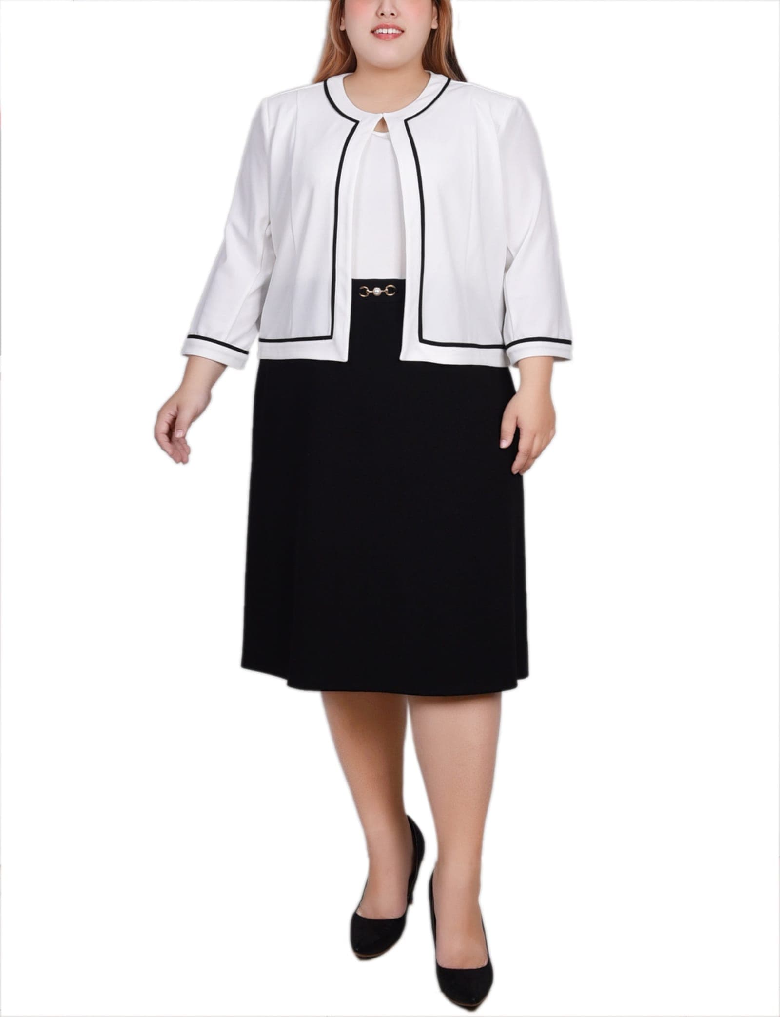 Plus Size 3/4 Sleeve 2 Piece Dress Set
