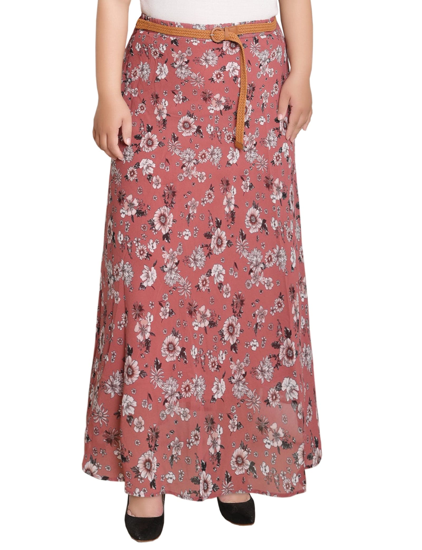 Plus Size Chiffon Maxi Skirt