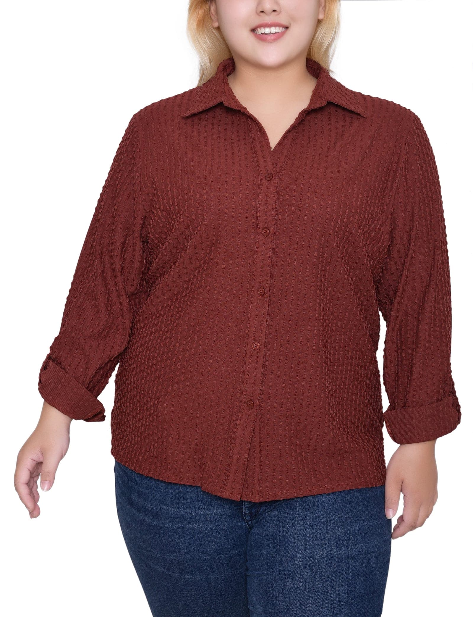 Plus Size Long Sleeve Textured Knit Top