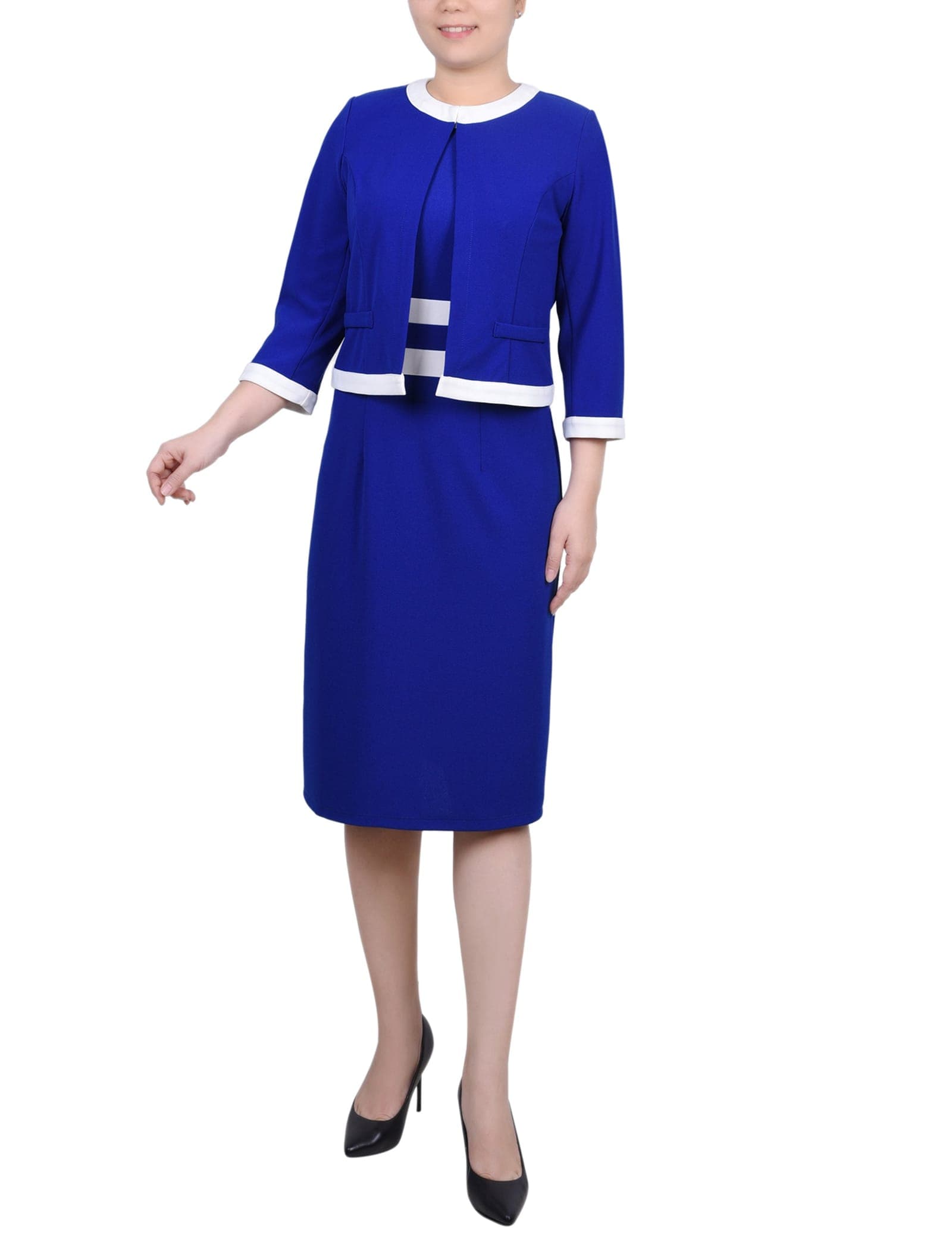 Petite Elbow Sleeve Colorblocked 2 Piece Dress Set