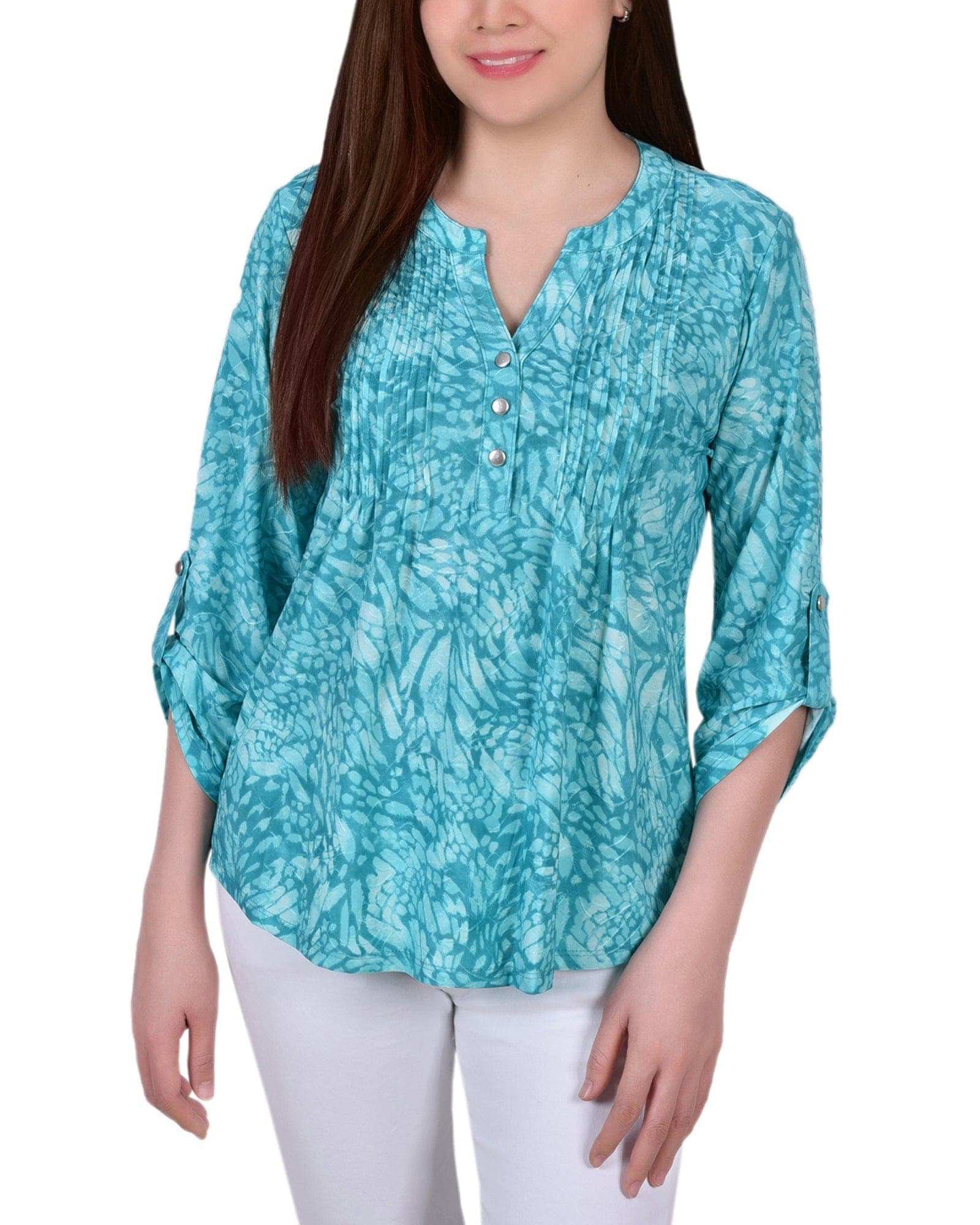Sleeveless Jacquard Y-Neck Top