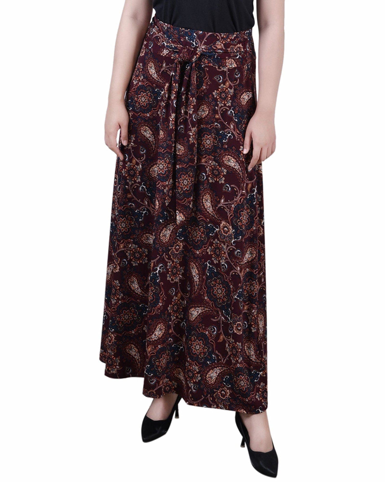 Petite Maxi Skirt with Sash Waist Tie