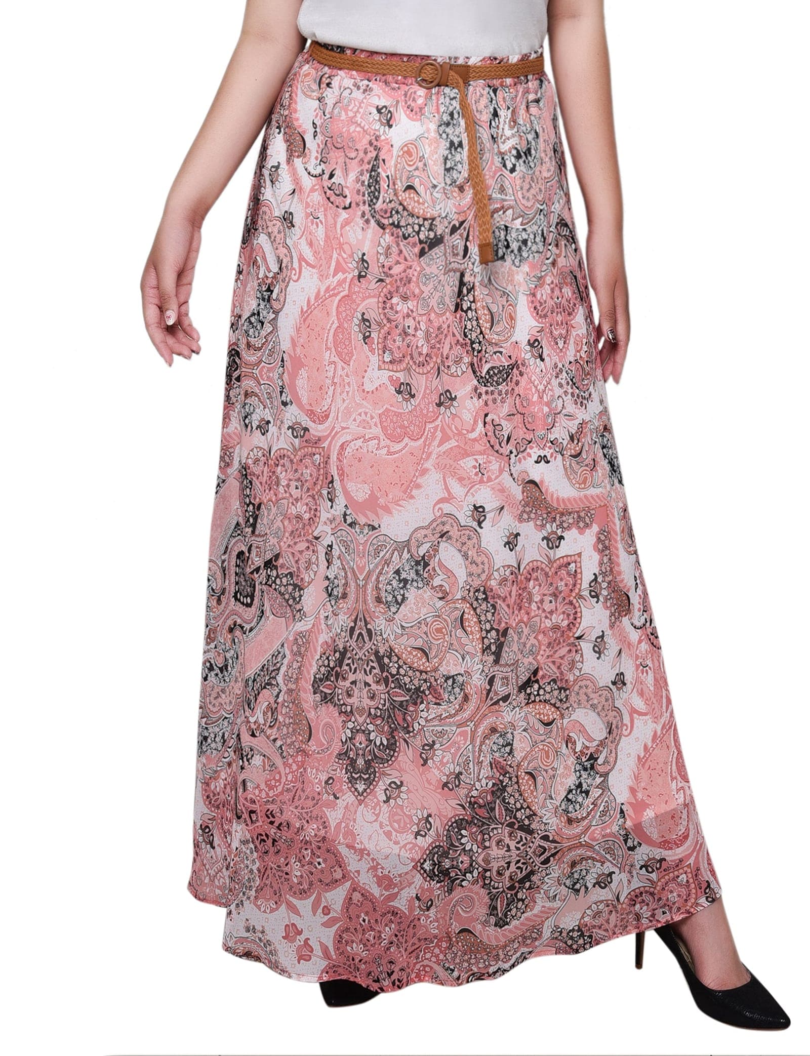 Plus Size Chiffon Maxi Skirt