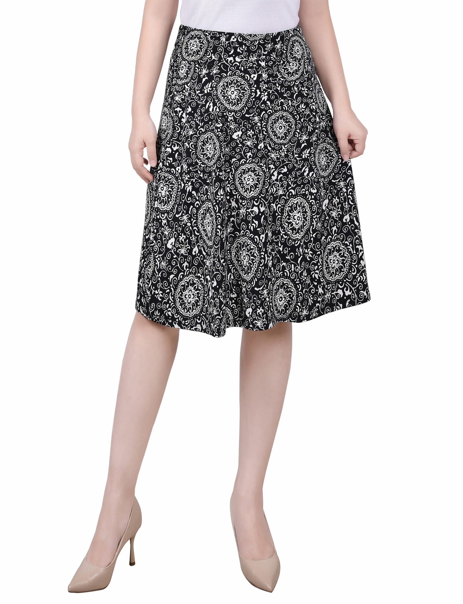 Petite Wide Waisted Knee Length Skirt