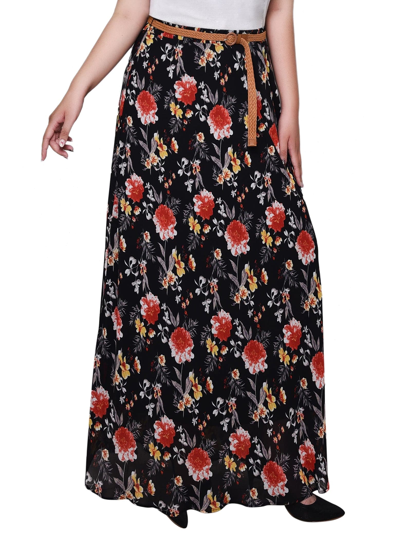 Plus Size Chiffon Maxi Skirt