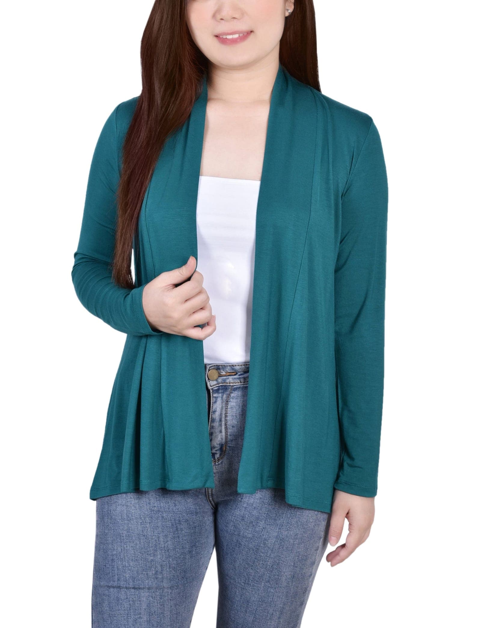 Petite Solid 3/4 Sleeve Cardigan