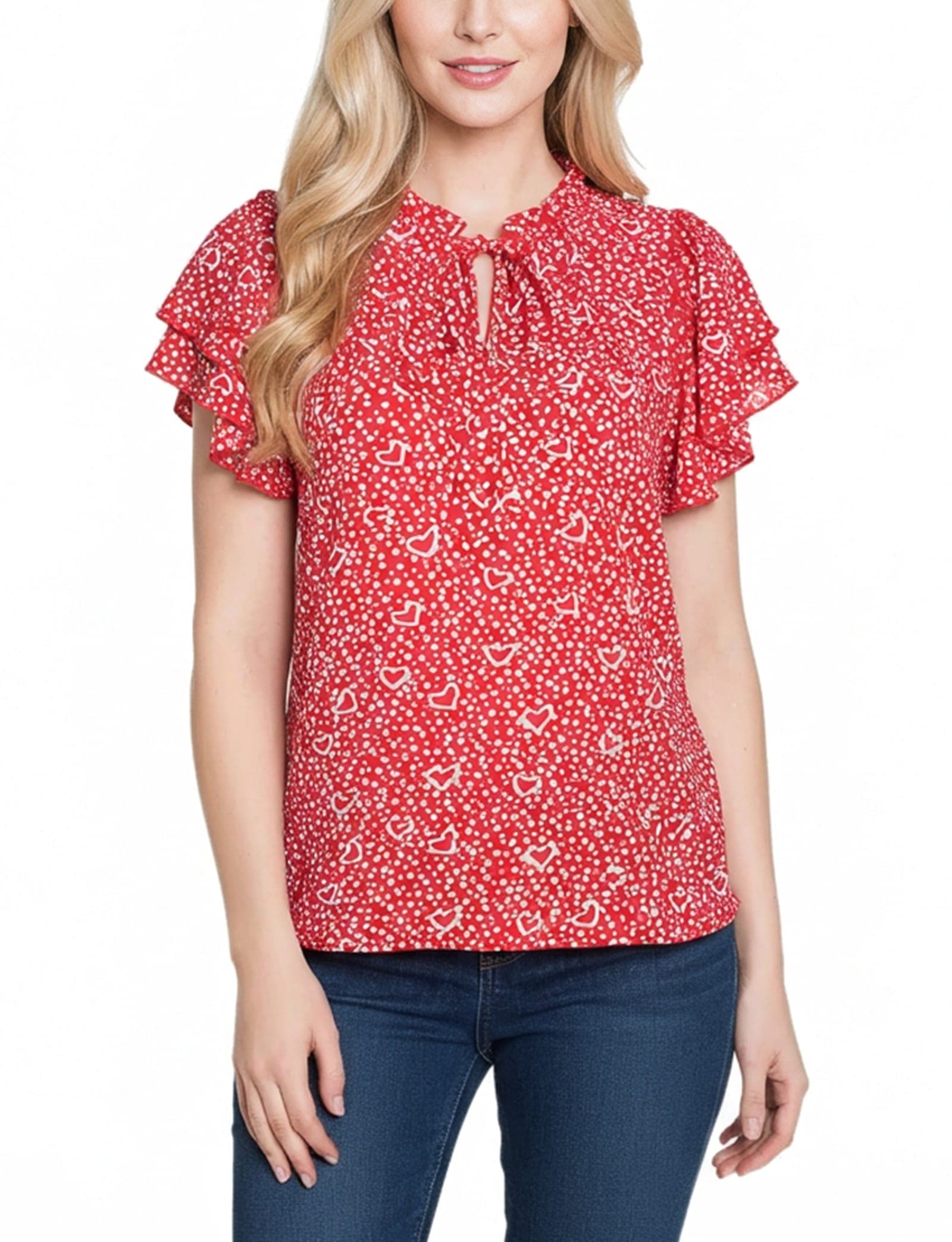 Double Flutter Sleeve Blouse
