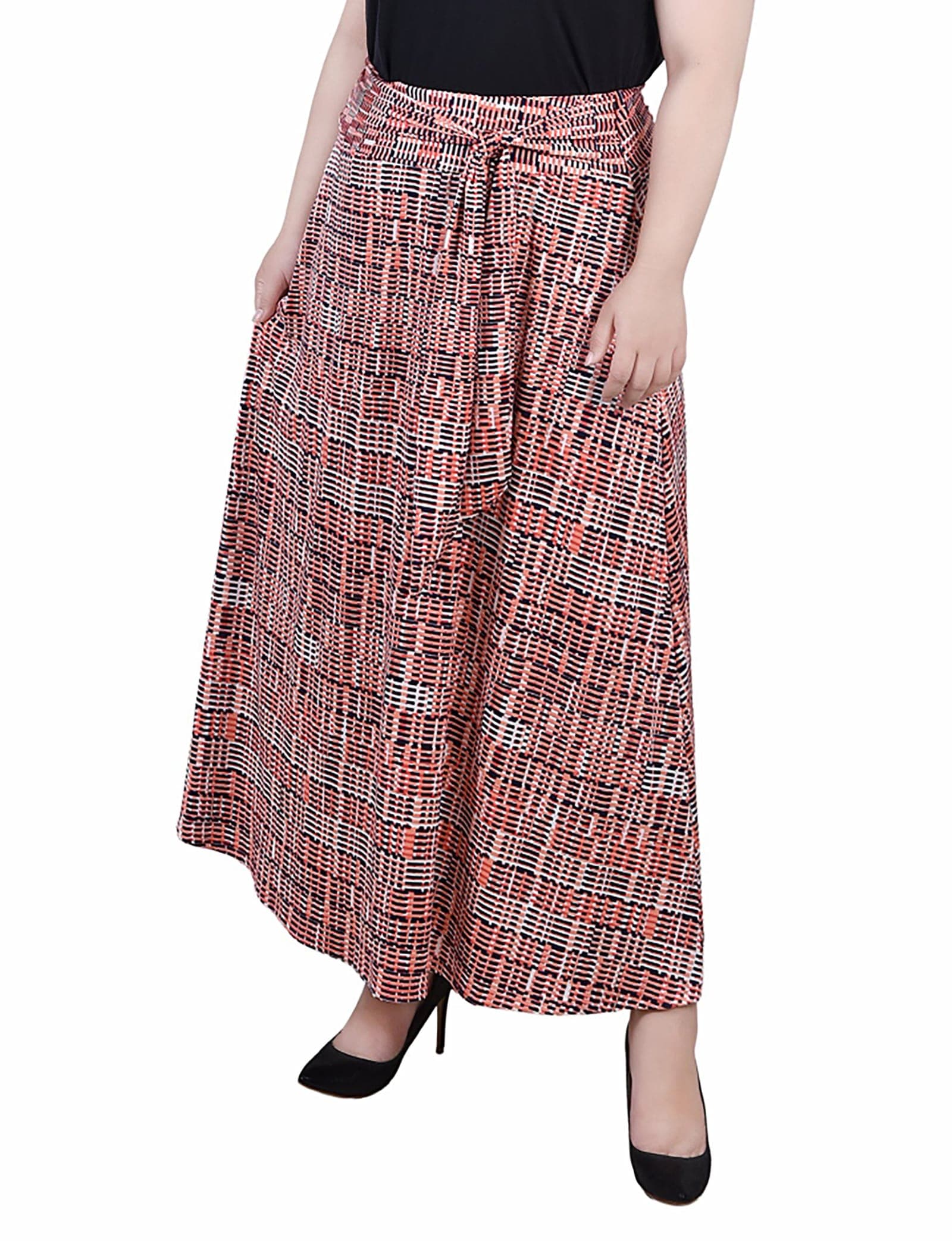 Plus Size Maxi Skirt with Sash Waist Tie