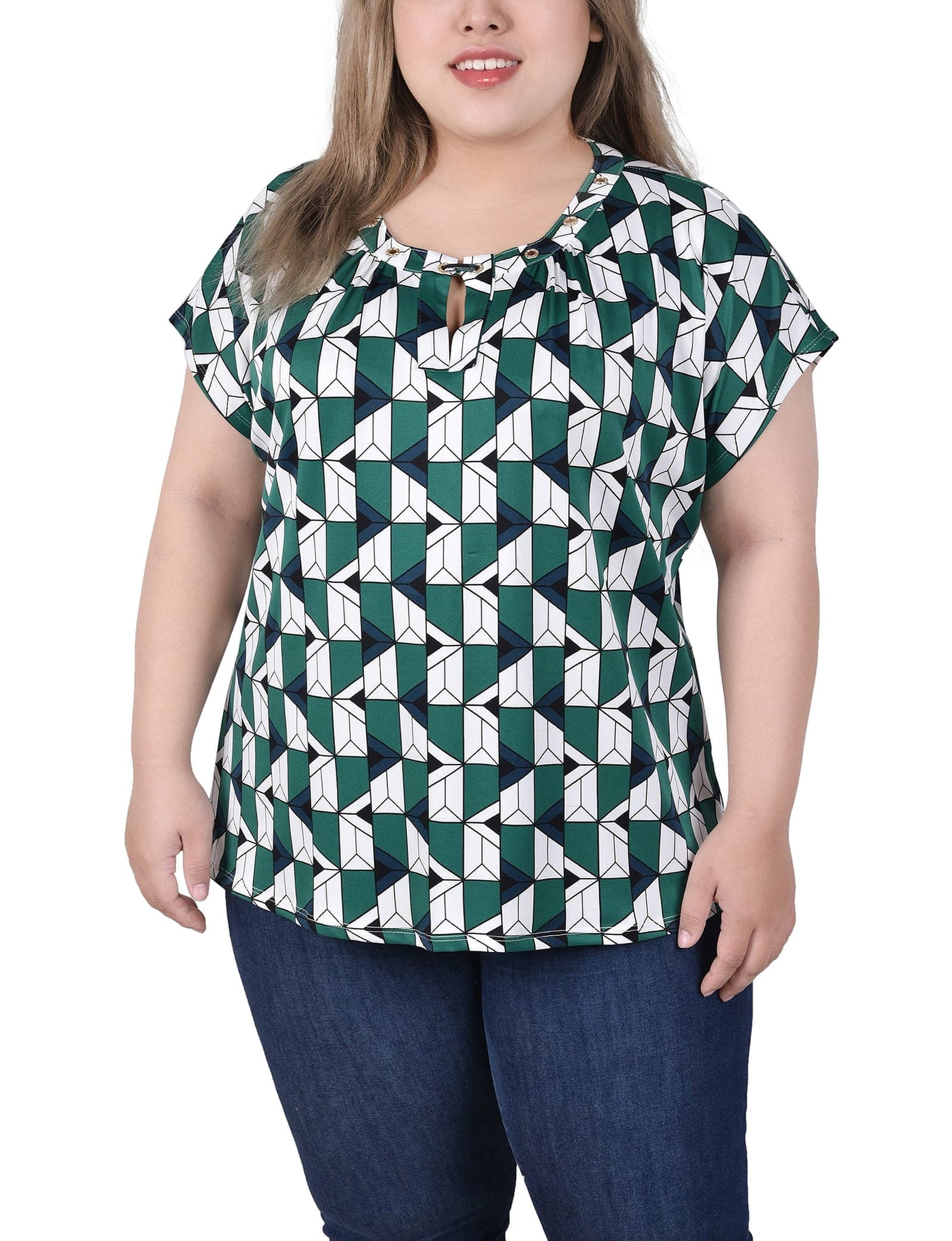 Plus Size Extended Sleeve Top with Grommets