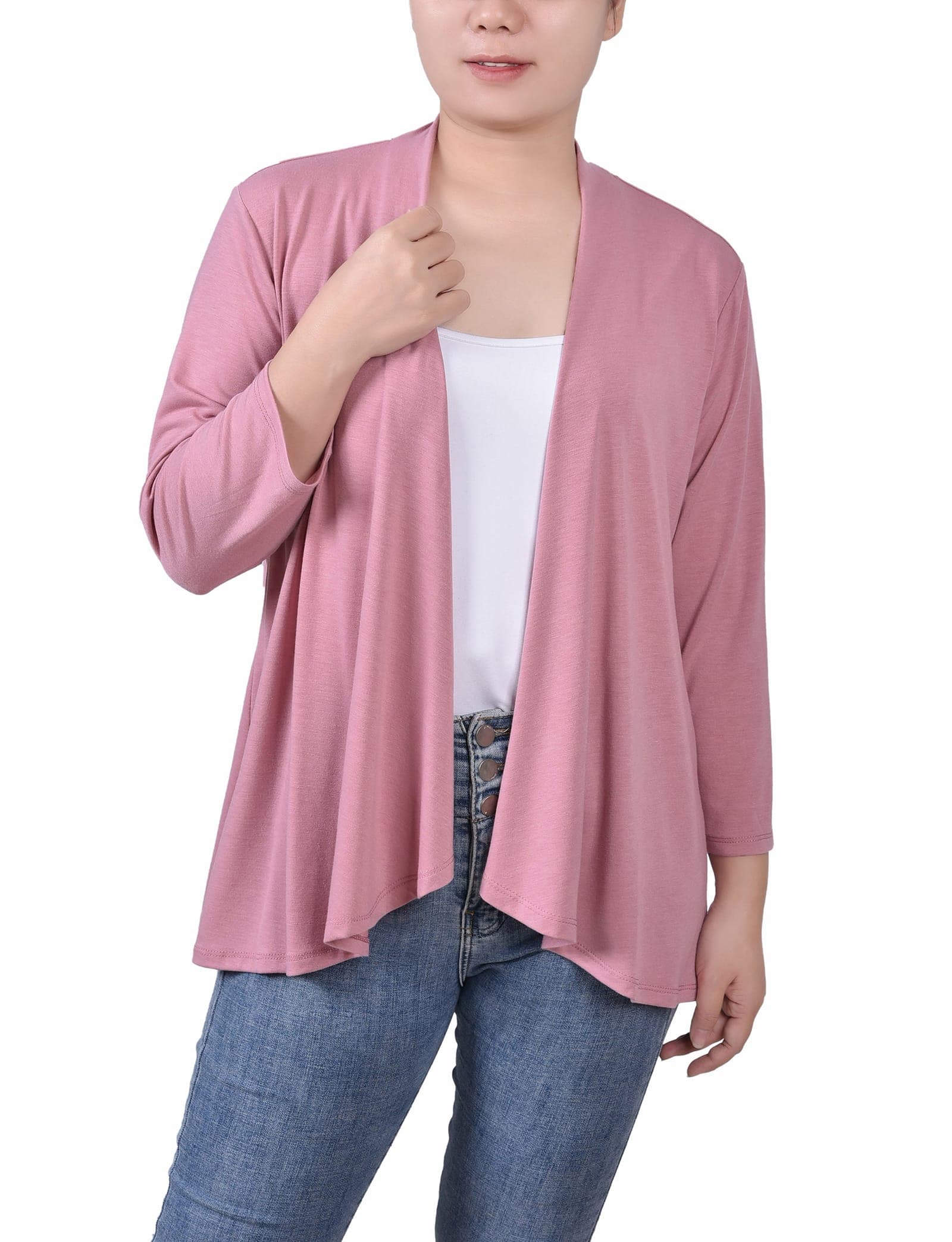 Solid 3/4 Sleeve Cardigan