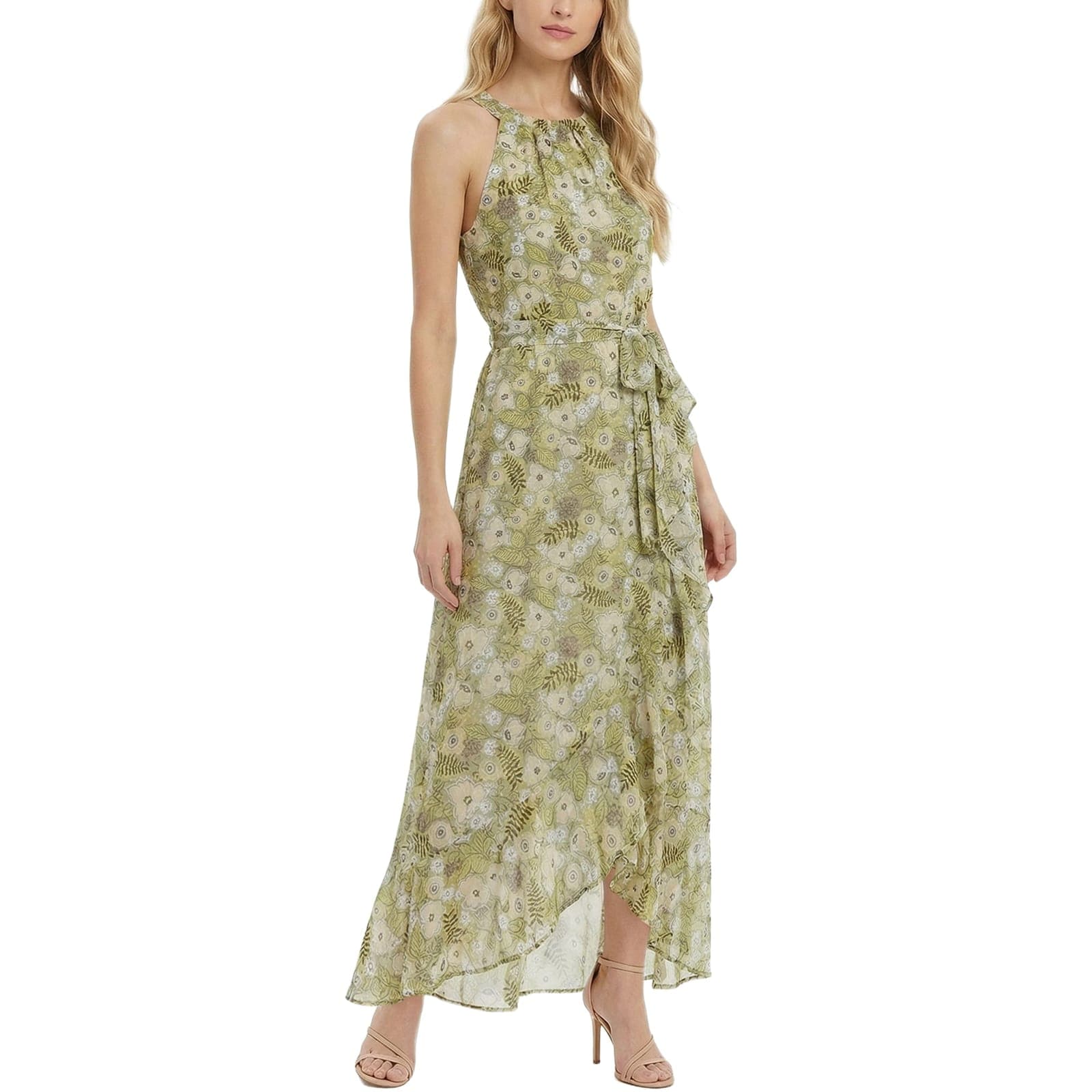 Petite Halter Front Chiffon Maxi Dress