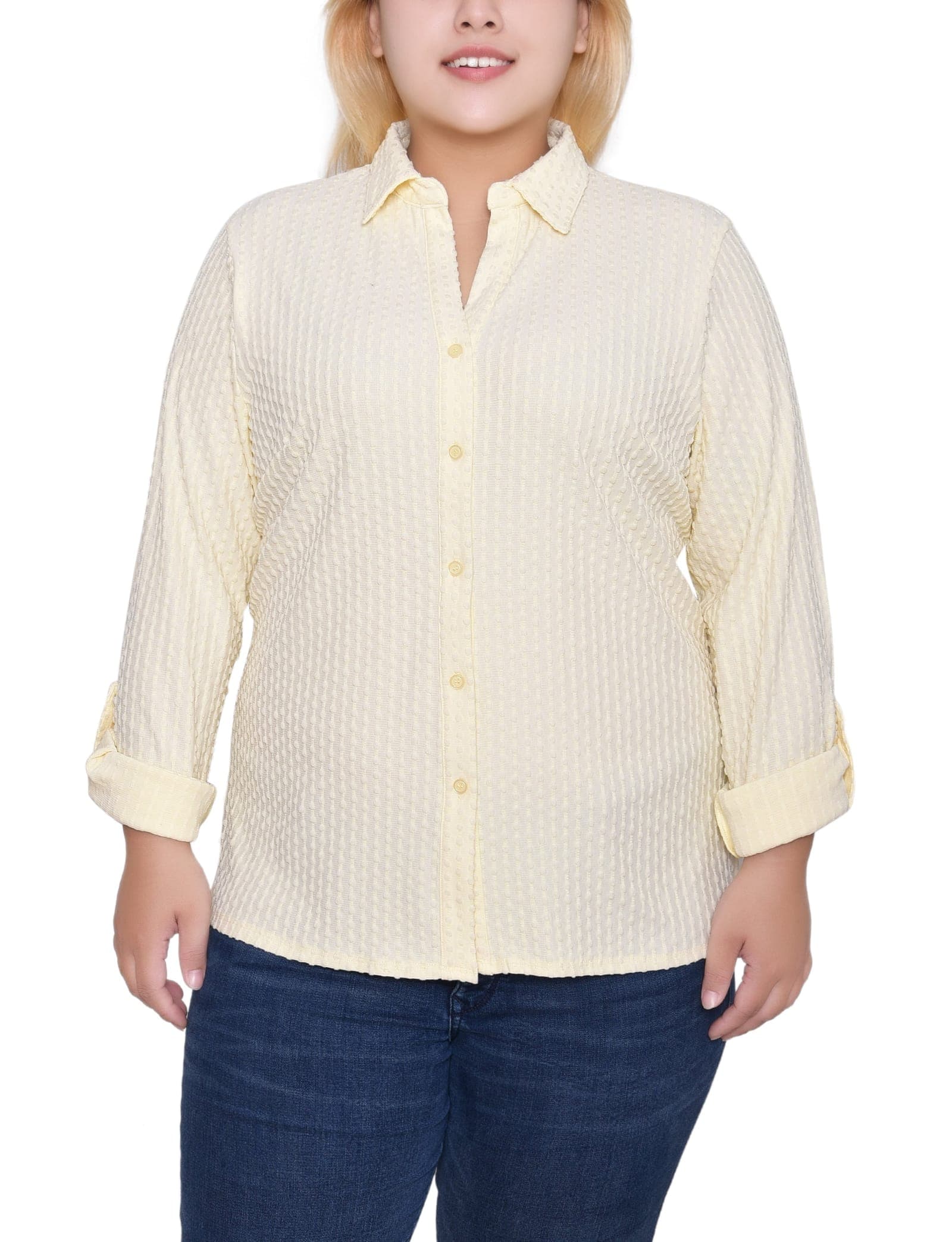Plus Size Long Sleeve Textured Knit Top