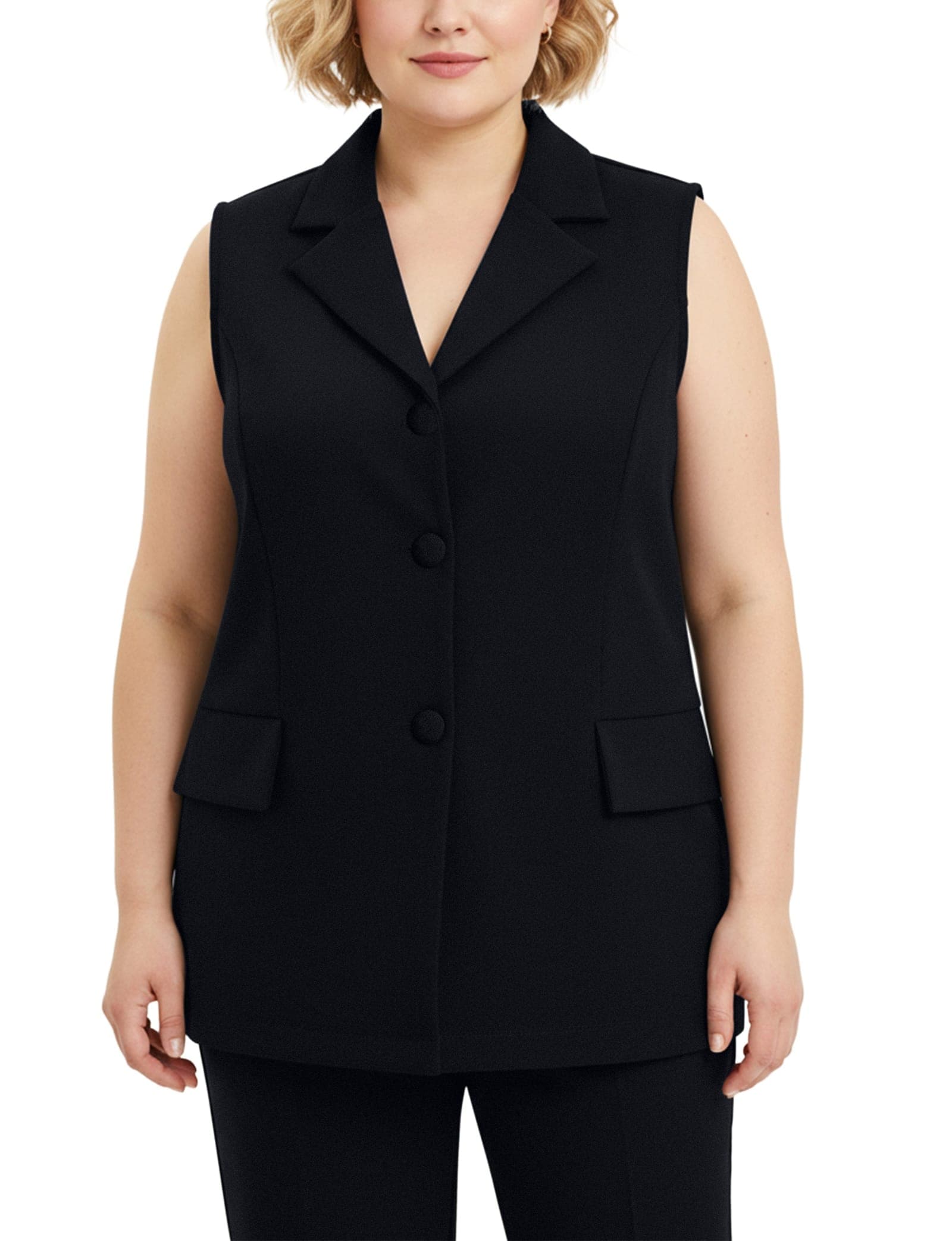 Plus Size Sleeveless Scuba Jacket