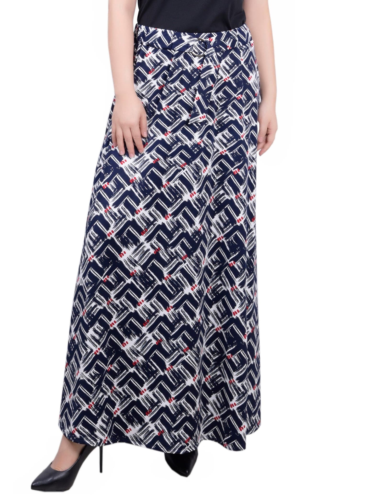 Ring Detail Midi-Length Skirt