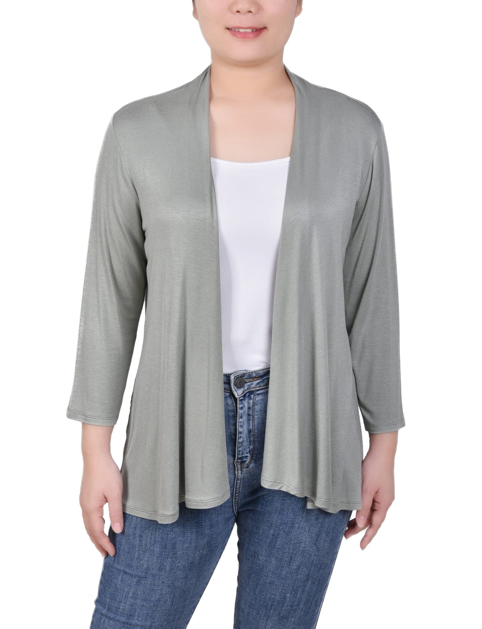 Solid 3/4 Sleeve Cardigan