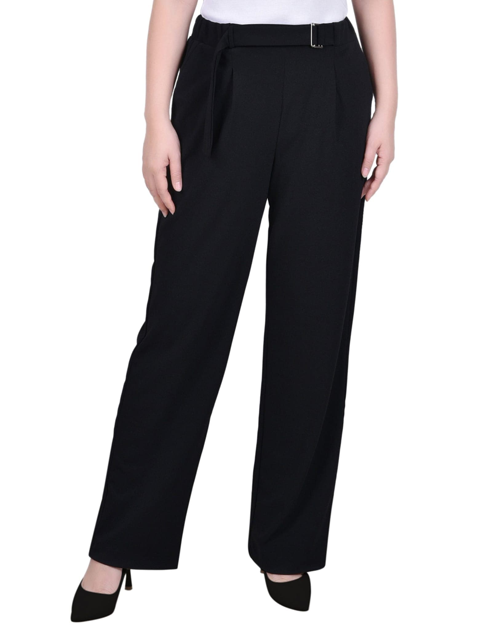 Petite Belted Scuba Crepe Pants