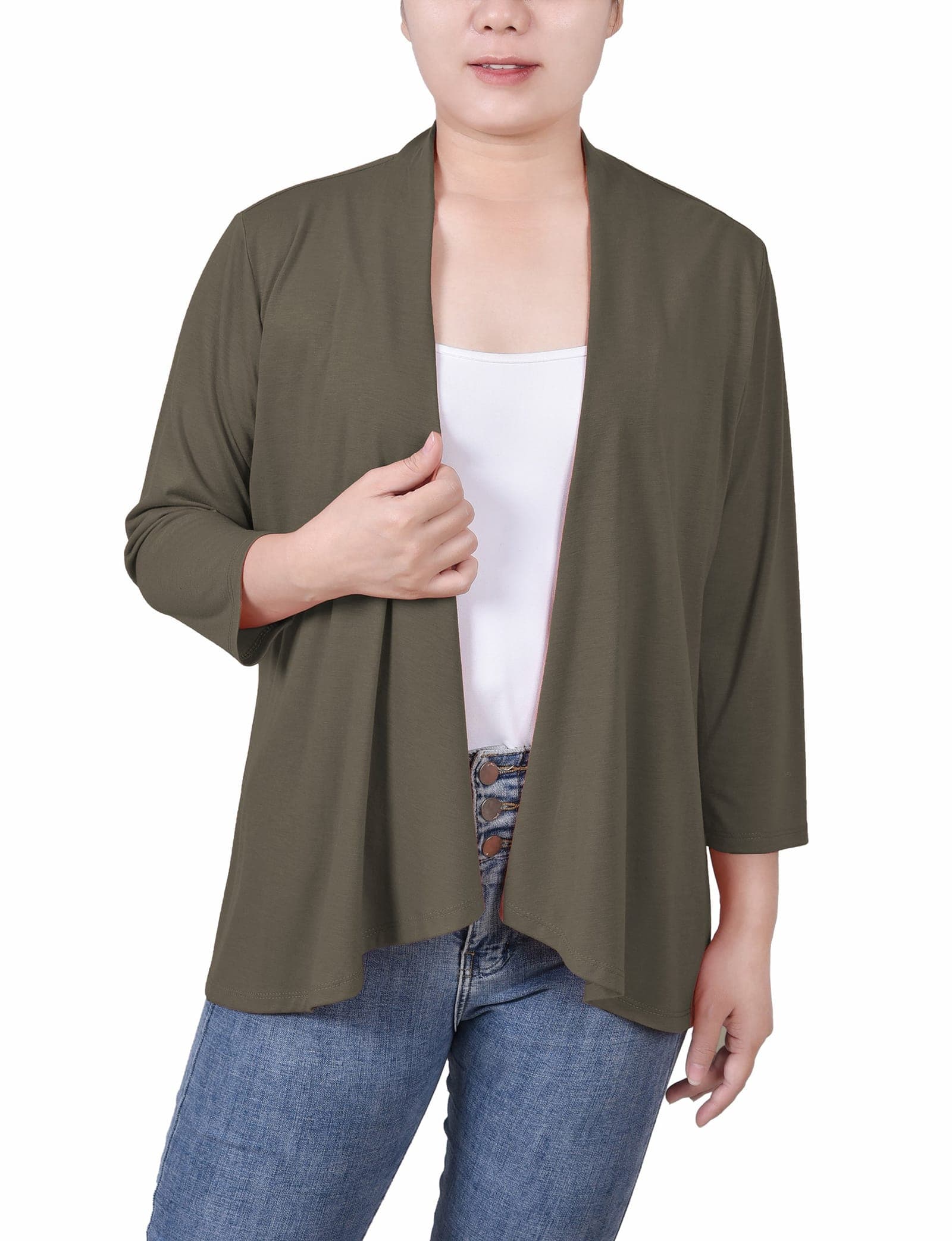Solid 3/4 Sleeve Cardigan