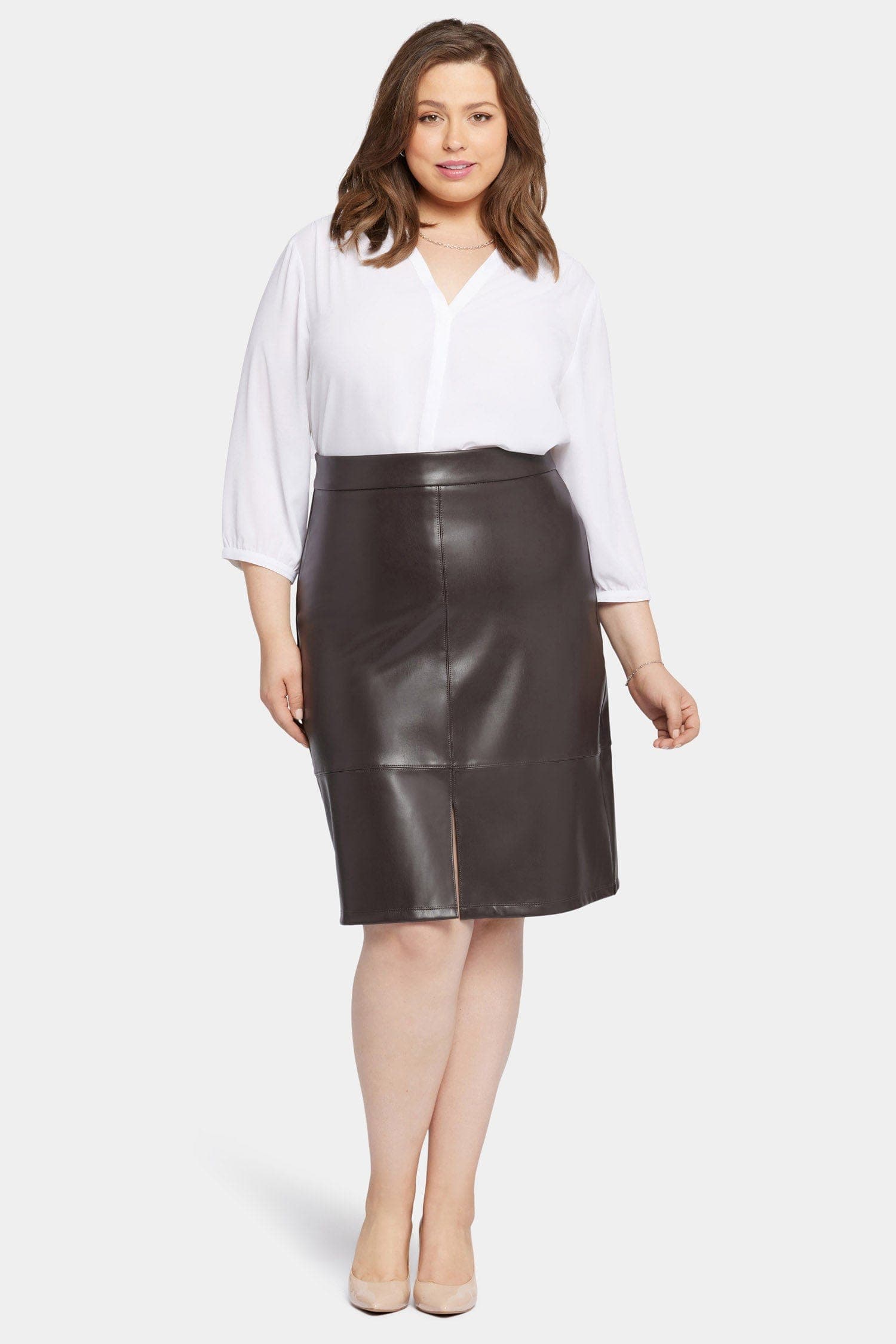 Faux Leather a-Line Skirt in Plus Size