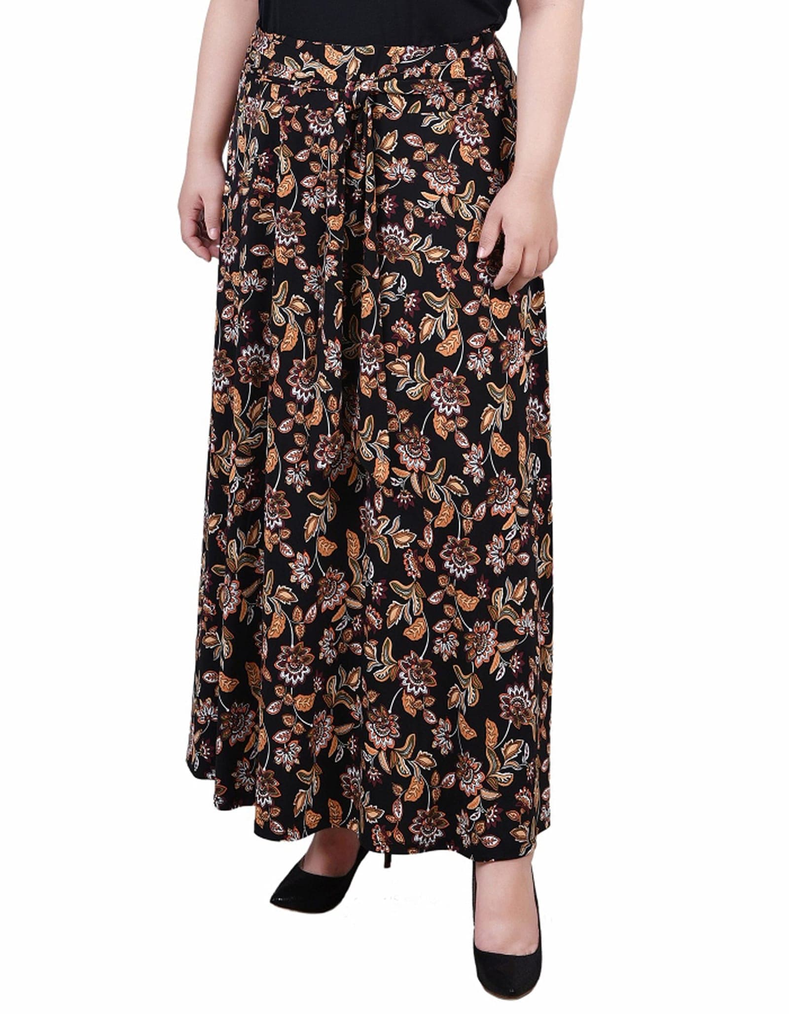 Plus Size Maxi Skirt with Sash Waist Tie