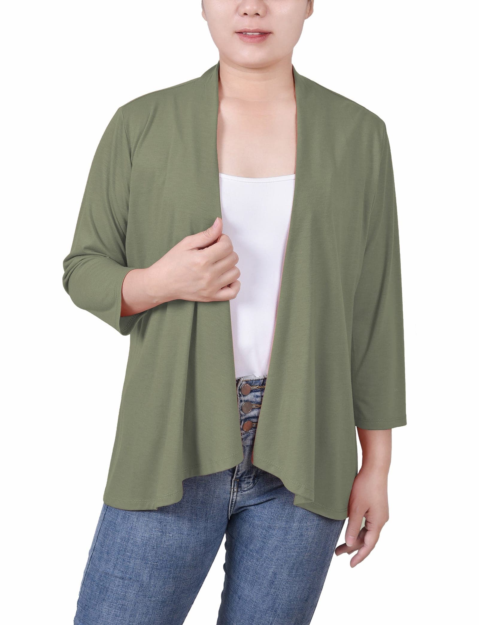 Solid 3/4 Sleeve Cardigan
