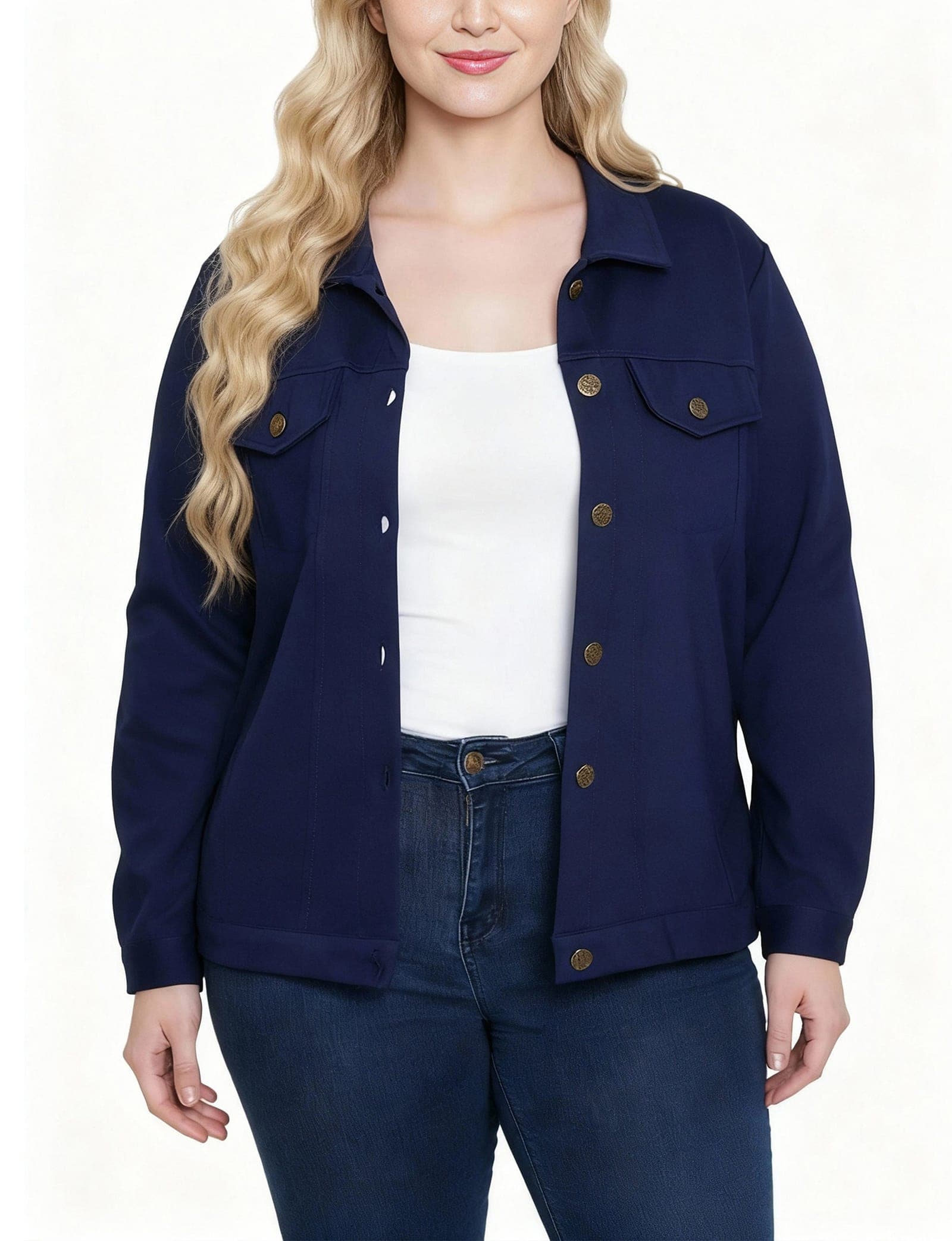 Plus Size Long Sleeve Ponte Cropped Jacket