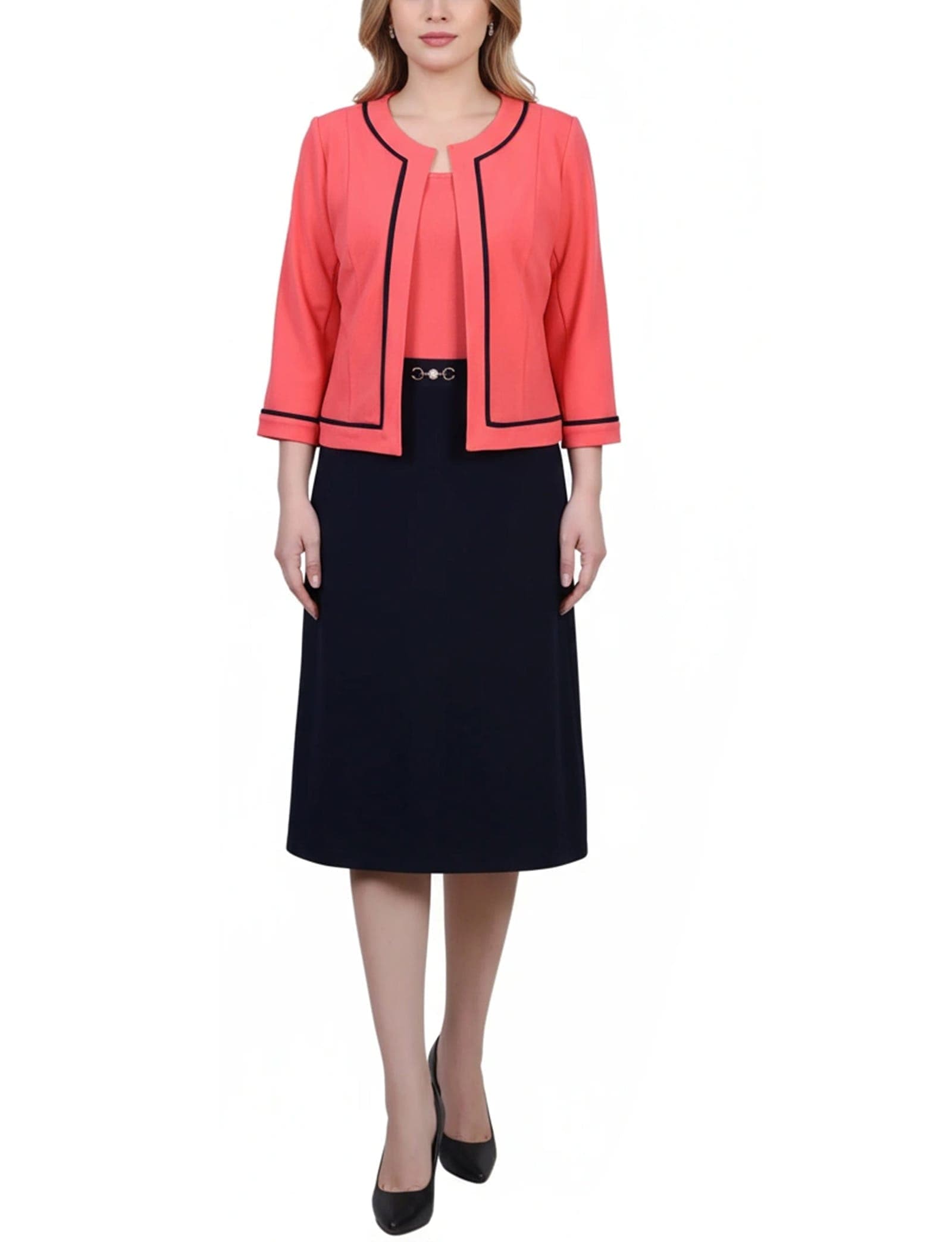 Petite 3/4 Sleeve 2 Piece Dress Set