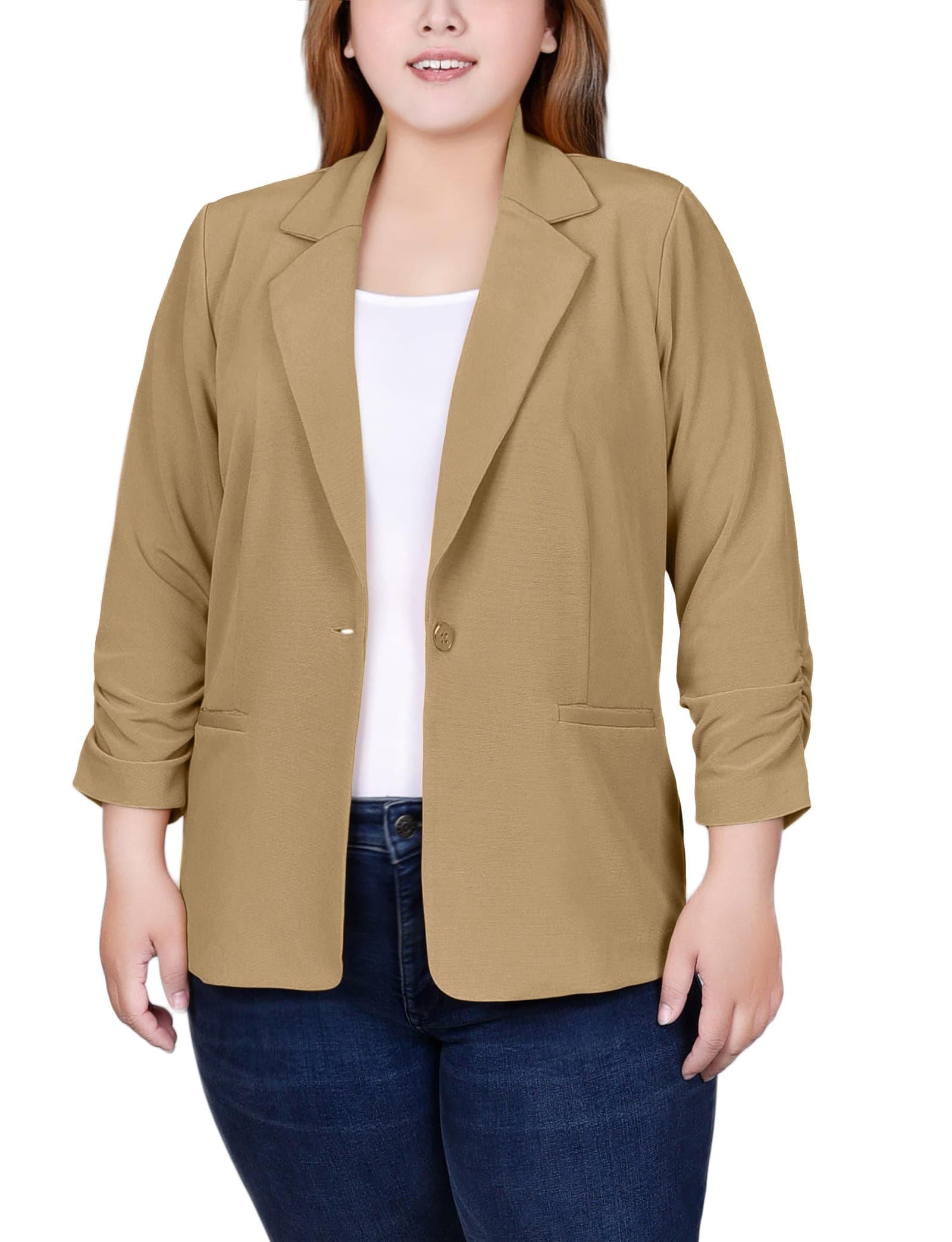 Plus Size Long Sleeve Scuba Crepe Jacket