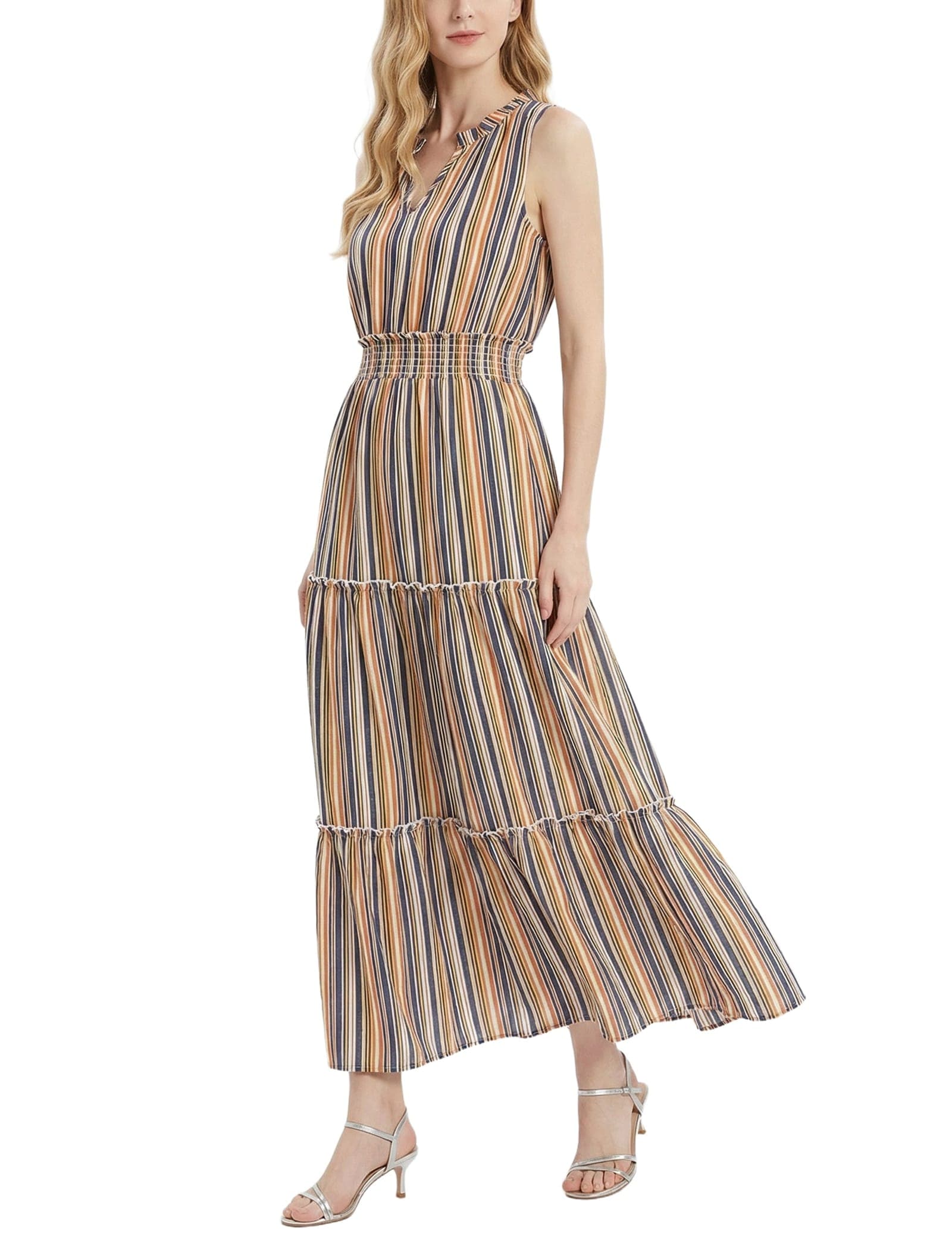 Petite Sleeveless Crinkled Maxi Dress