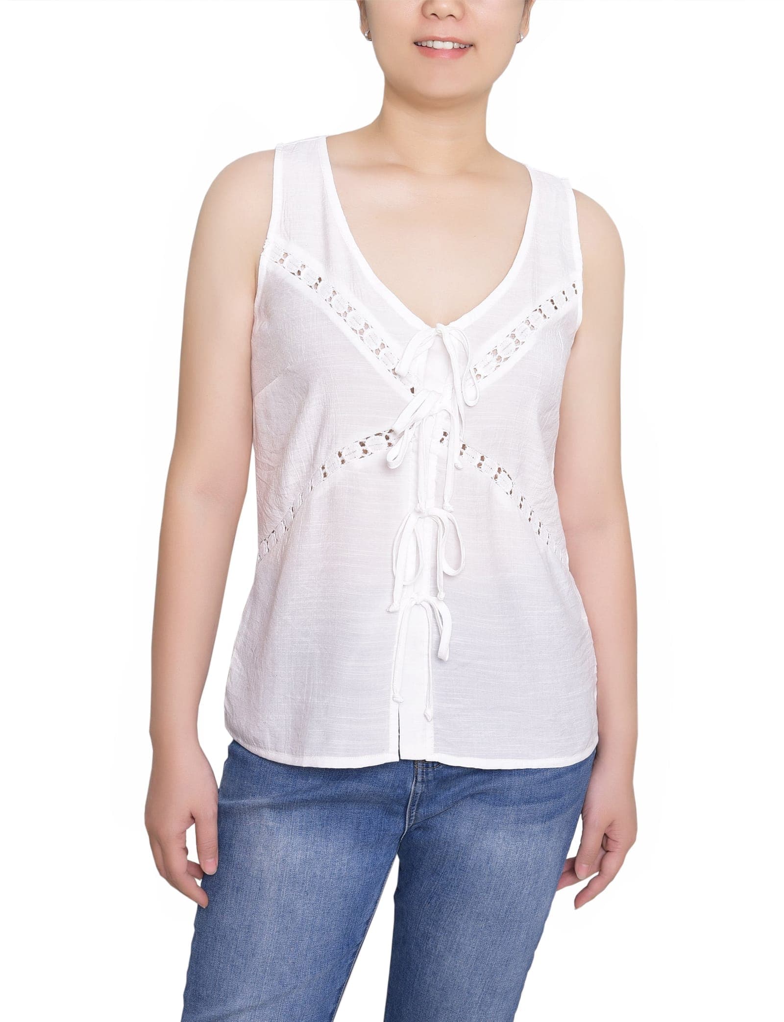 Petite Sleeveless Tie Detail Blouse