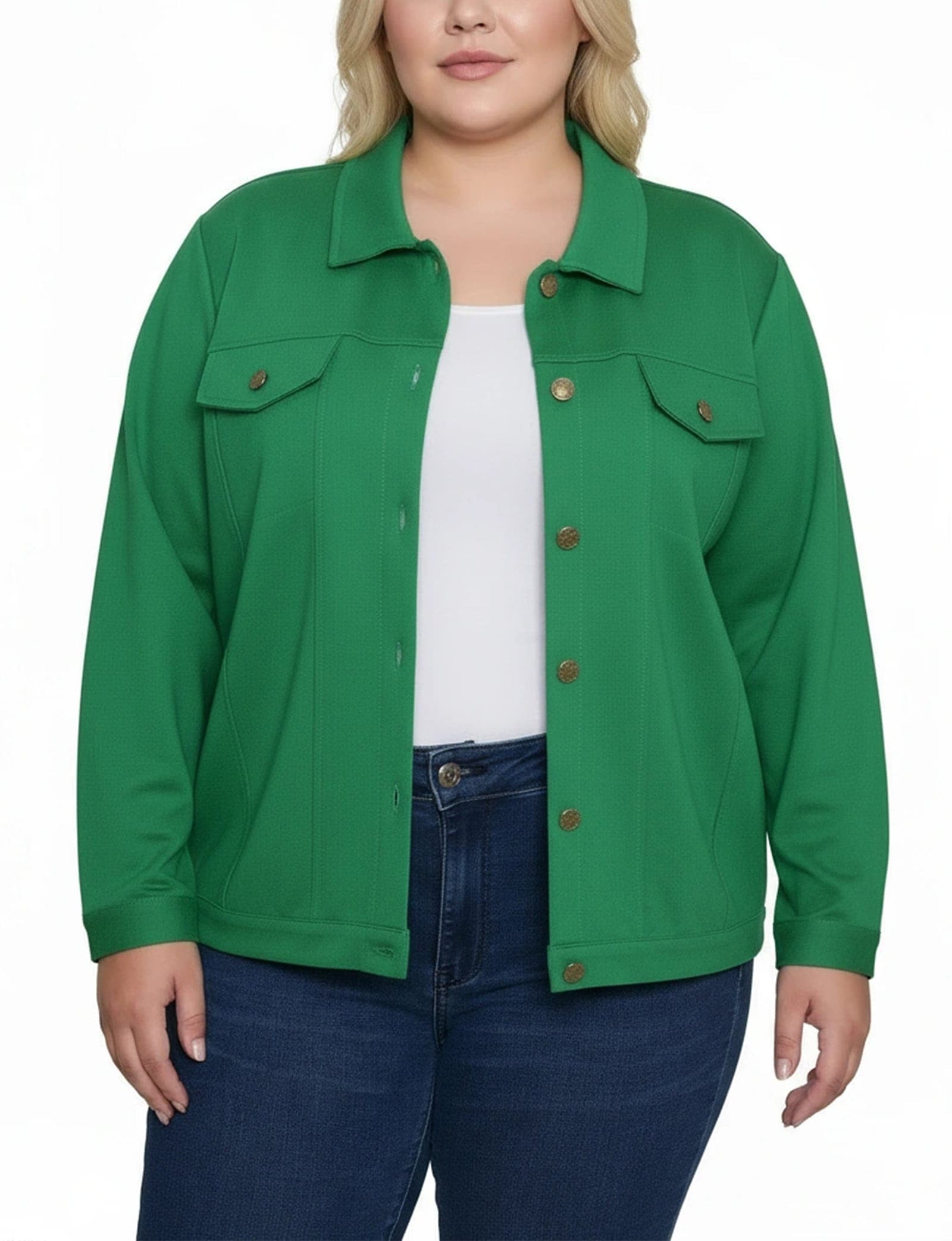 Plus Size Long Sleeve Ponte Cropped Jacket