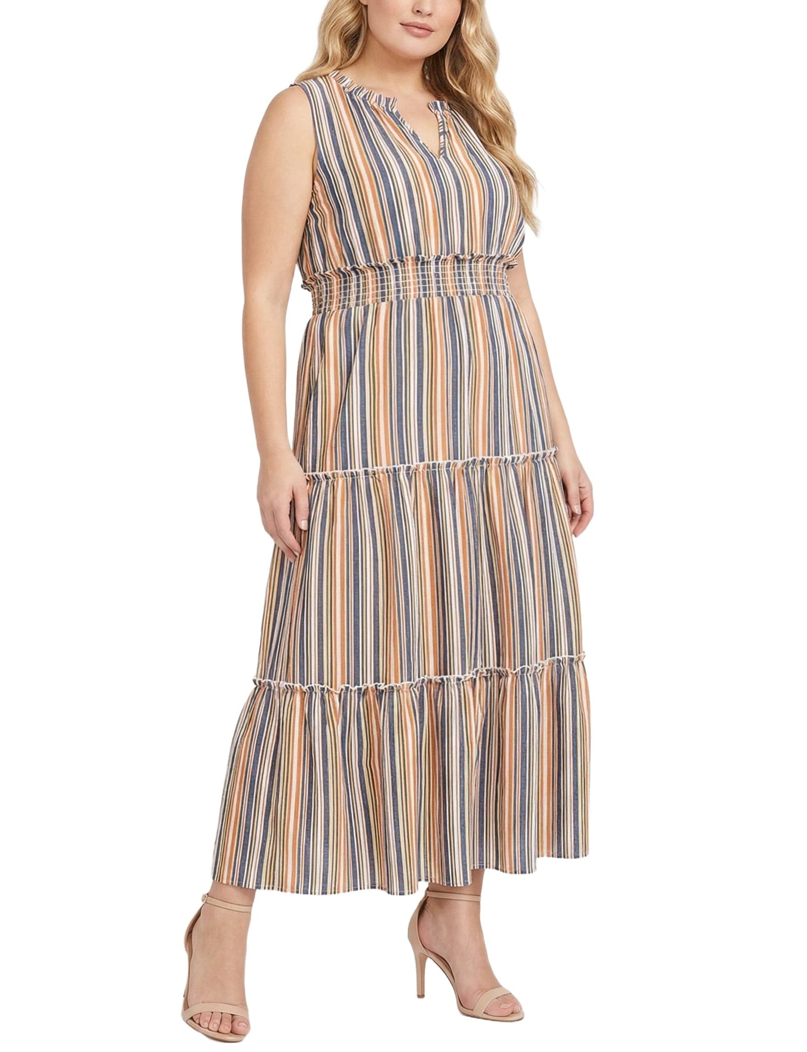 Plus Size Sleeveless Crinkled Maxi Dress