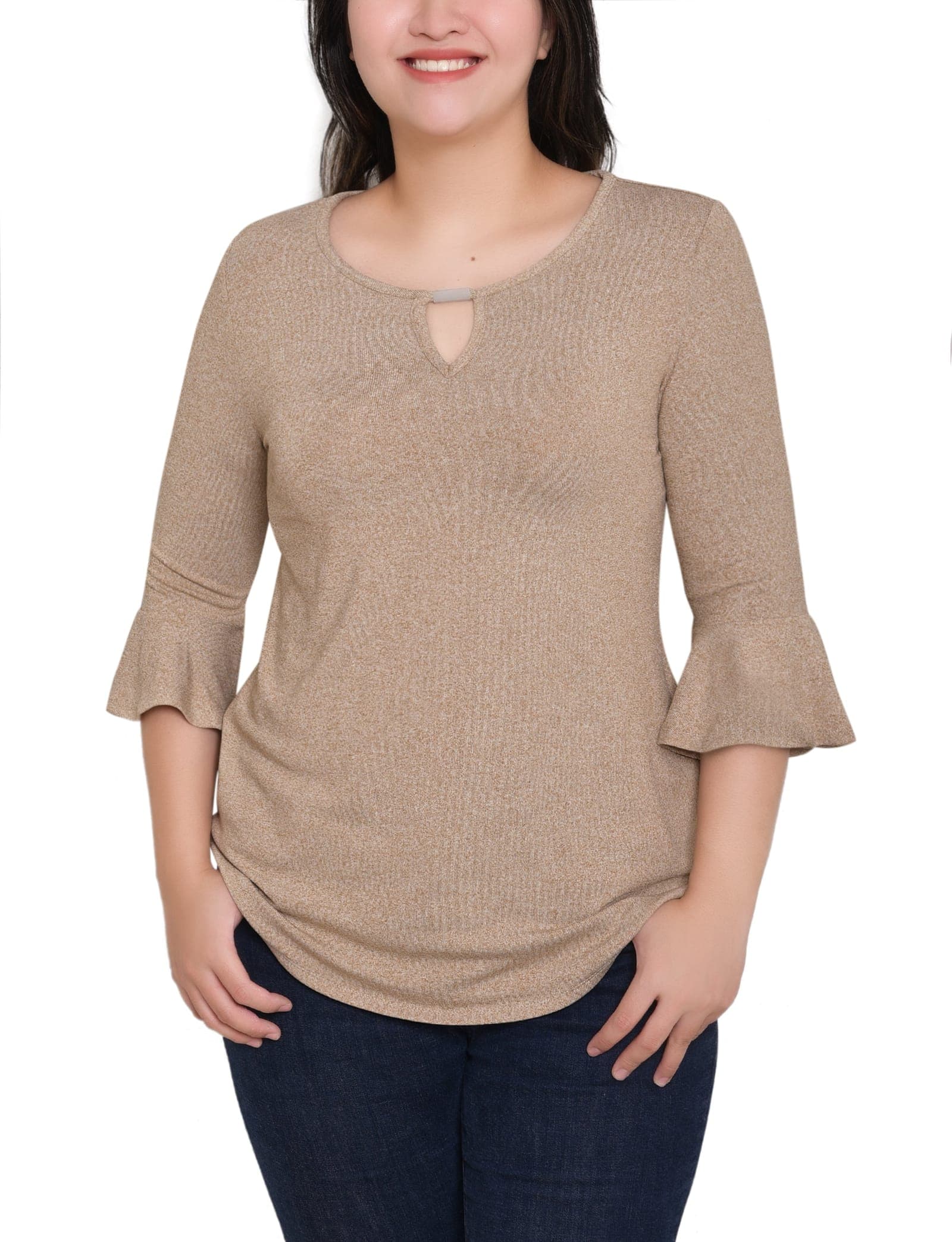 3/4 Bell Sleeve Top with Hardware