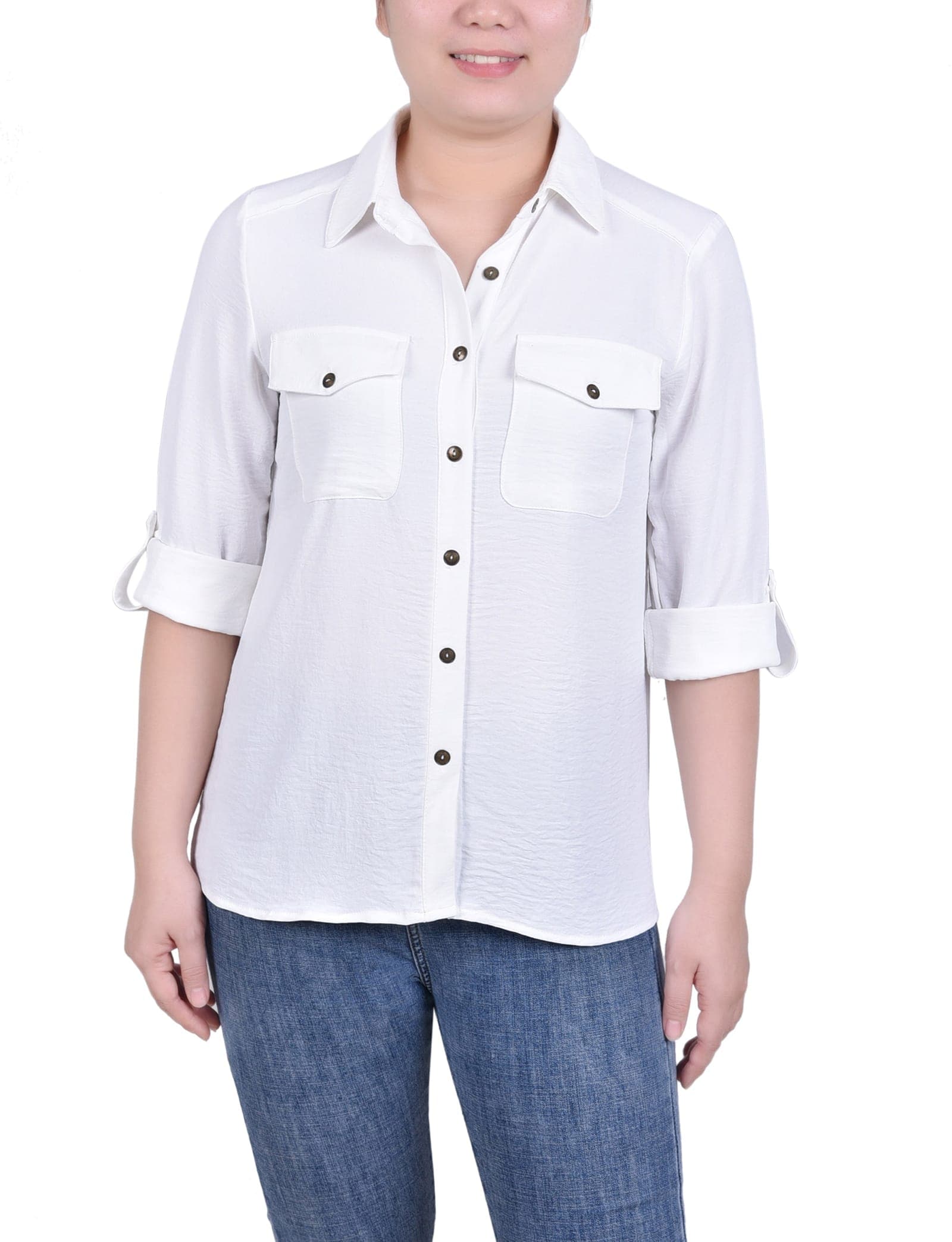 Petite Roll Tab Blouse