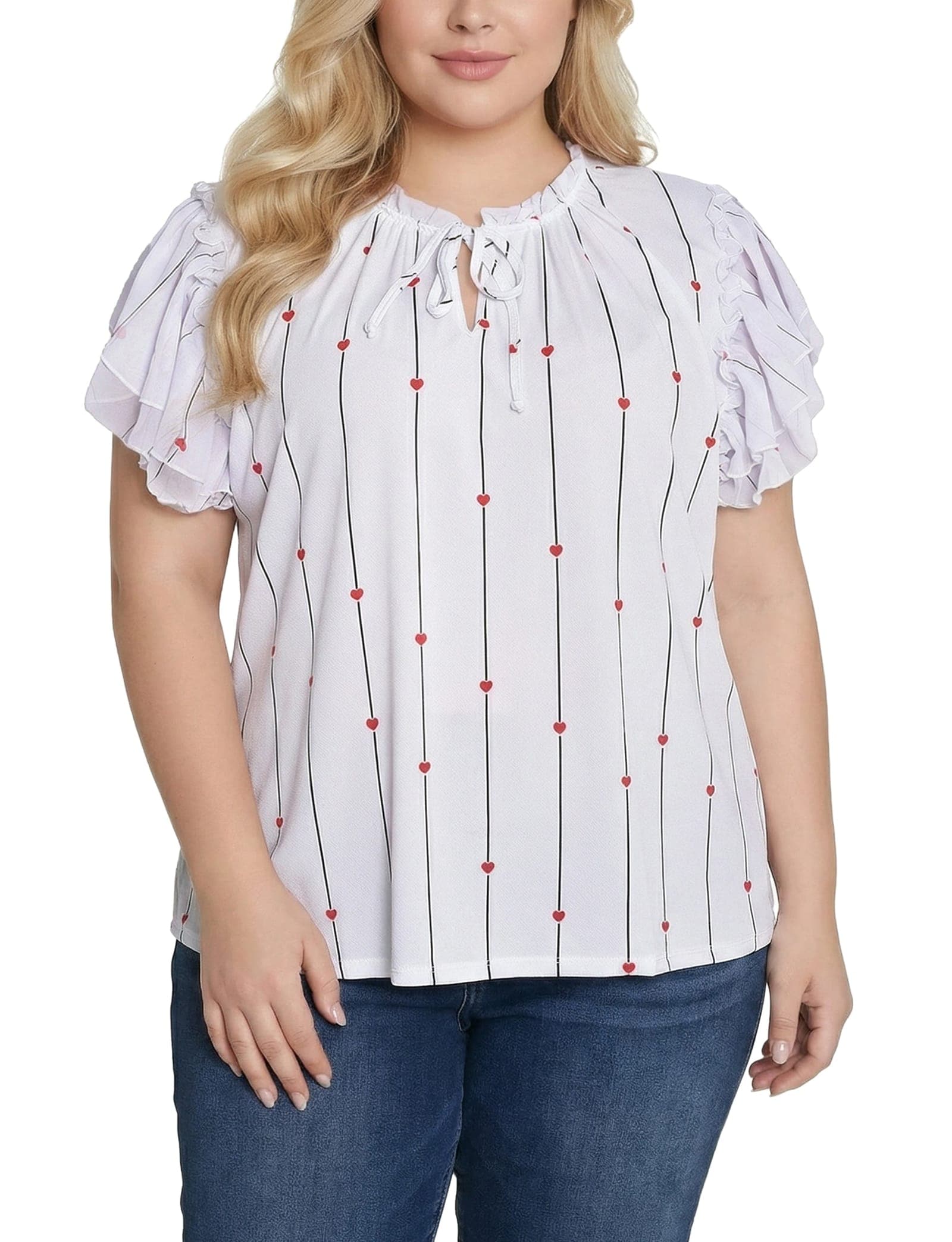 Plus Size Double Flutter Sleeve Blouse