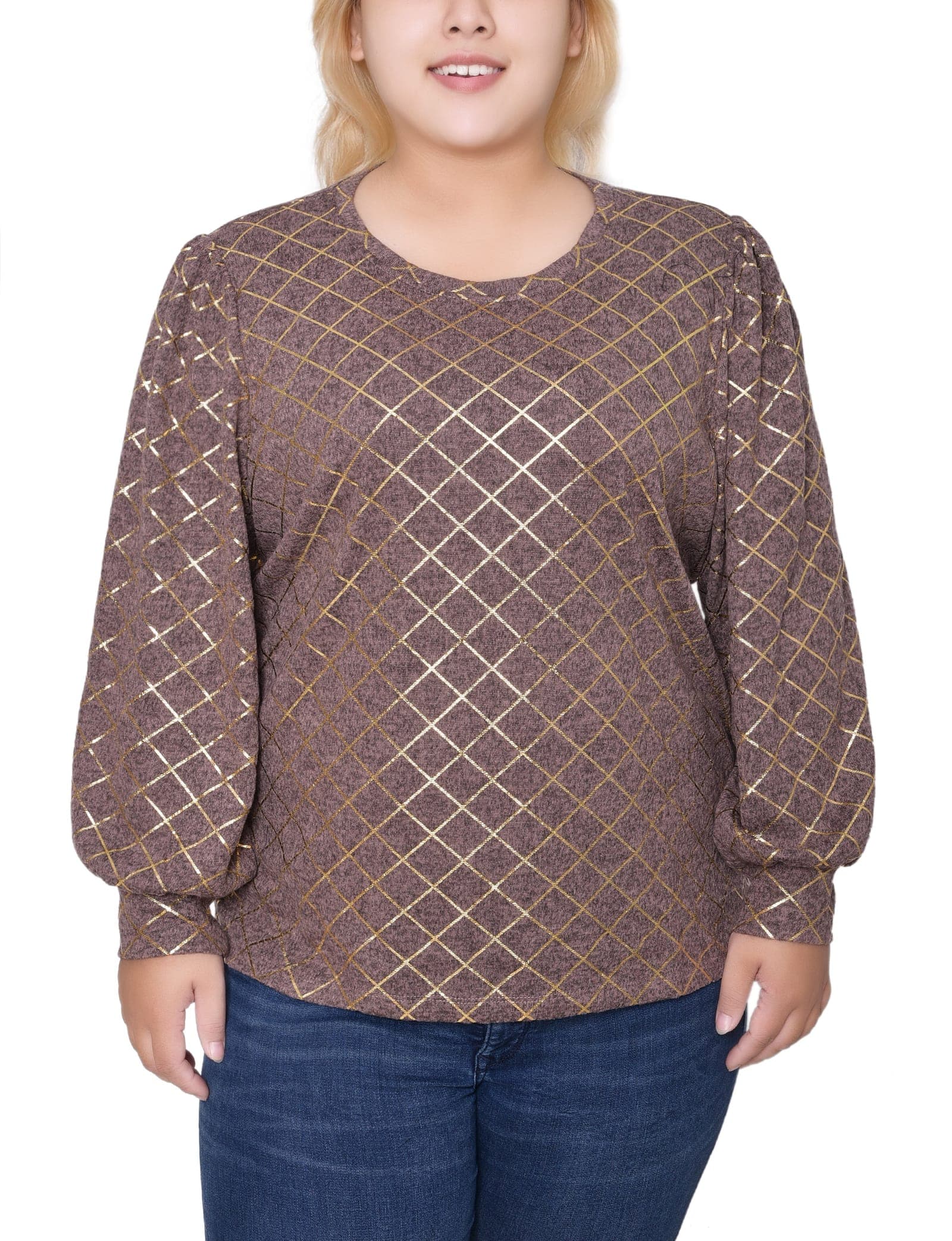 Plus Size Bishop Sleeve Pullover Top