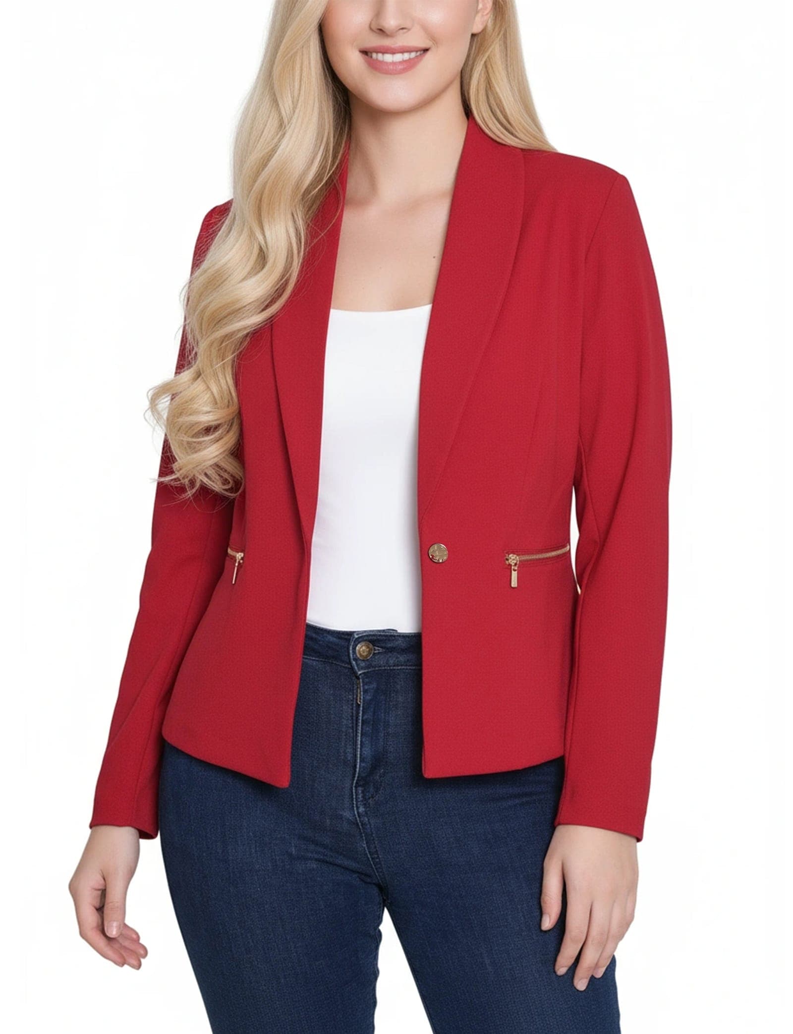 Petite Cropped Long Sleeve Crepe Jacket