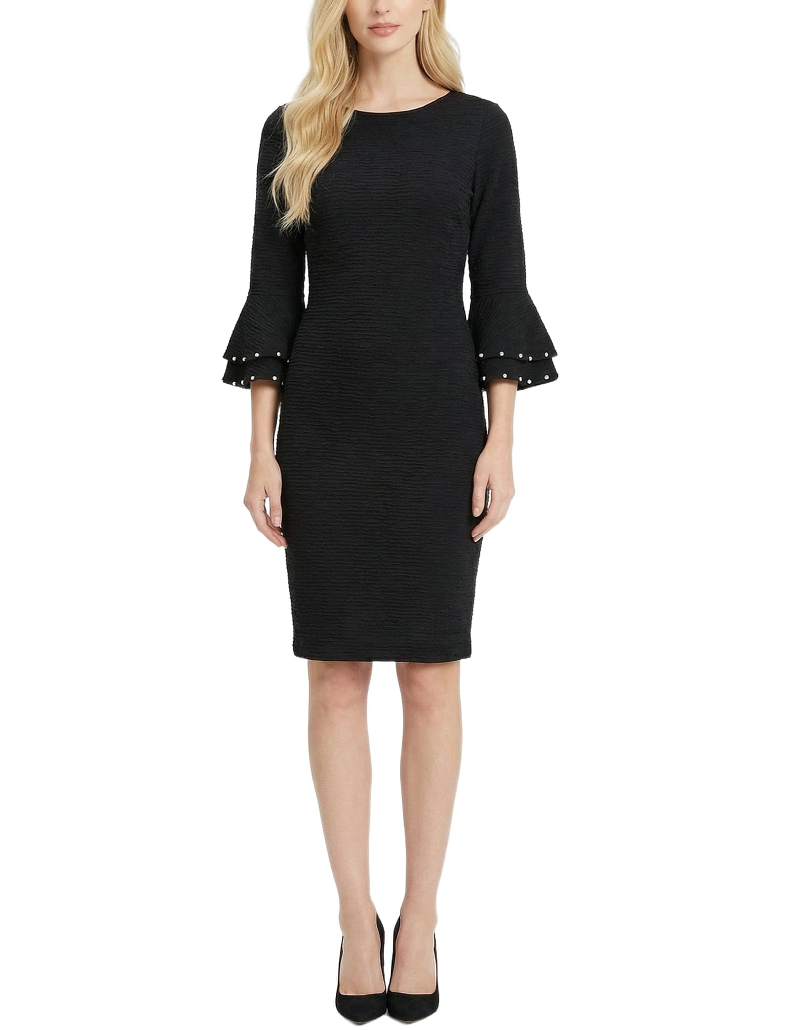 Petite Long Sleeve Dress with Bell Cuffs
