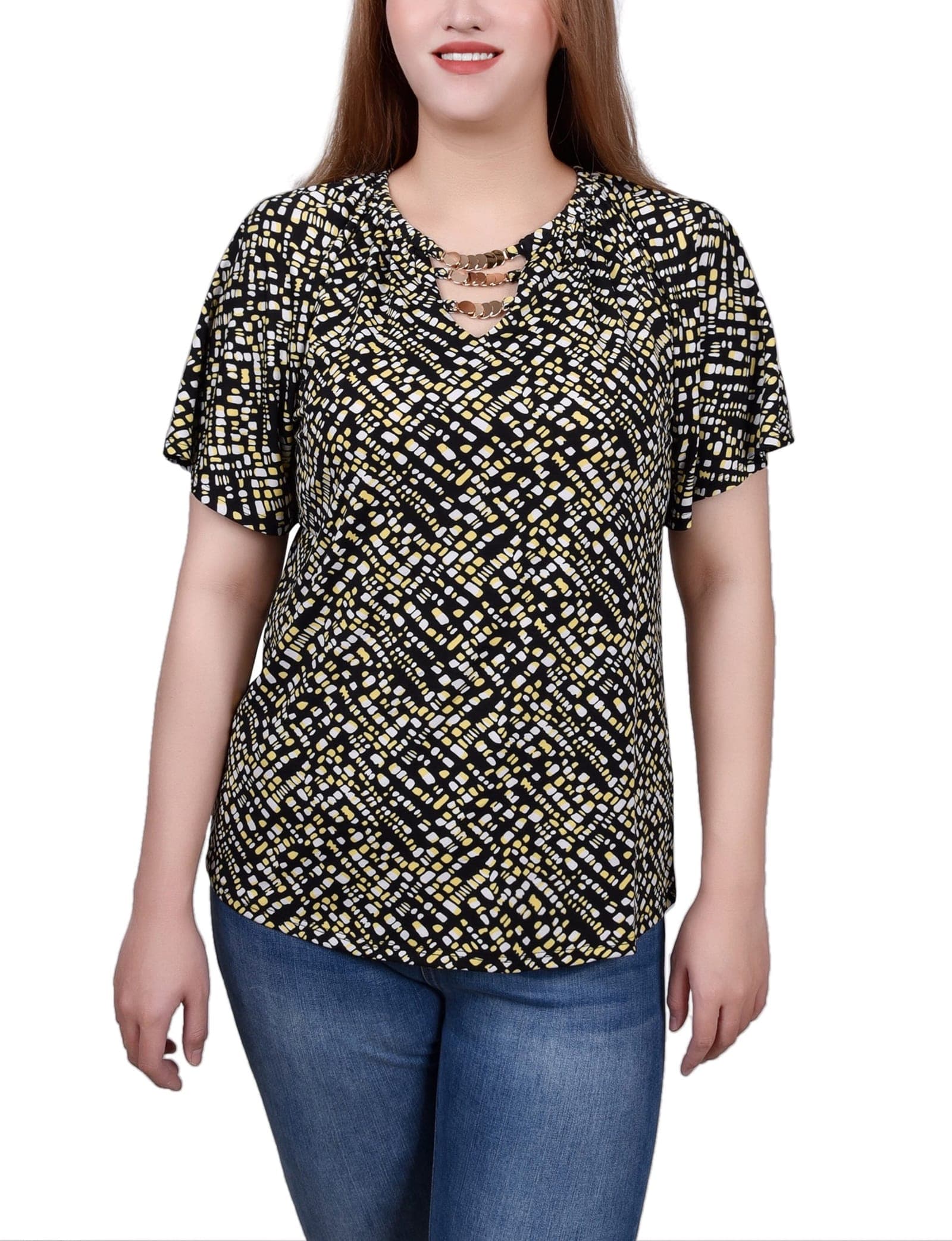 Raglan Sleeve Top with Chain Details