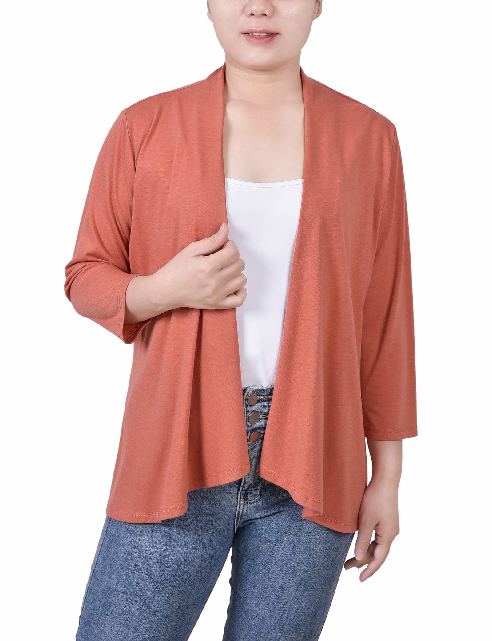 Solid 3/4 Sleeve Cardigan