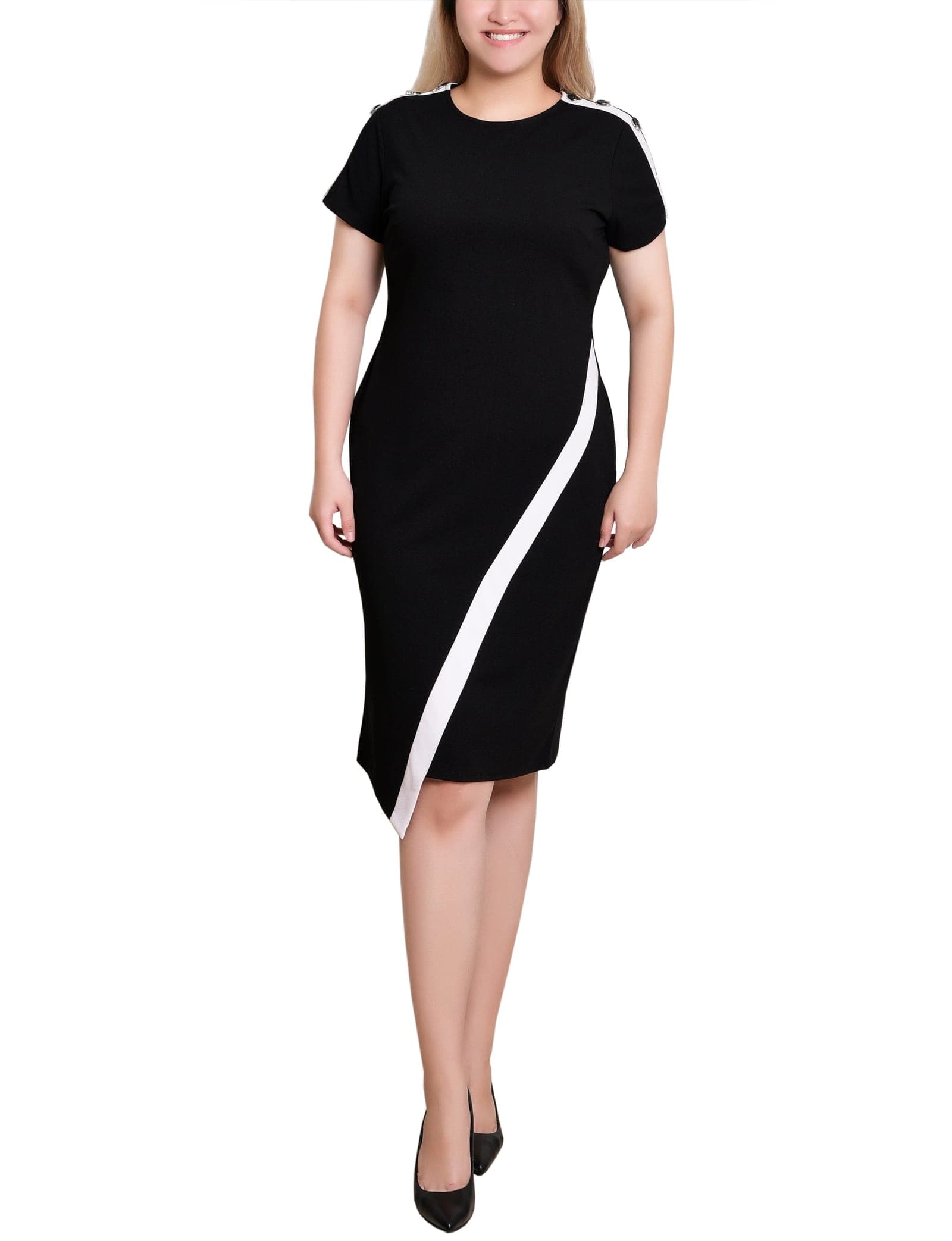 Short Sleeve Asymmetrical Hem Dress