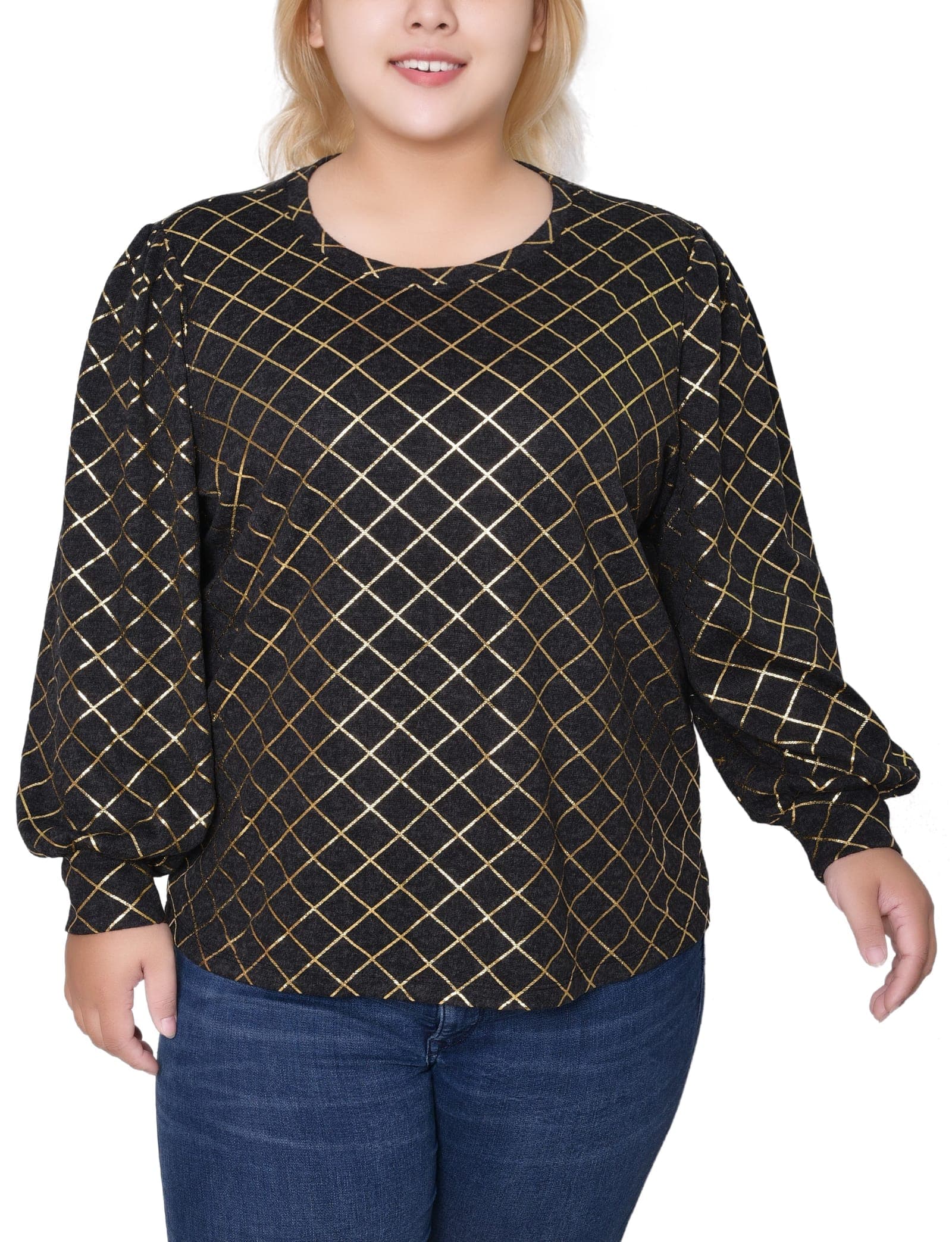 Plus Size Bishop Sleeve Pullover Top